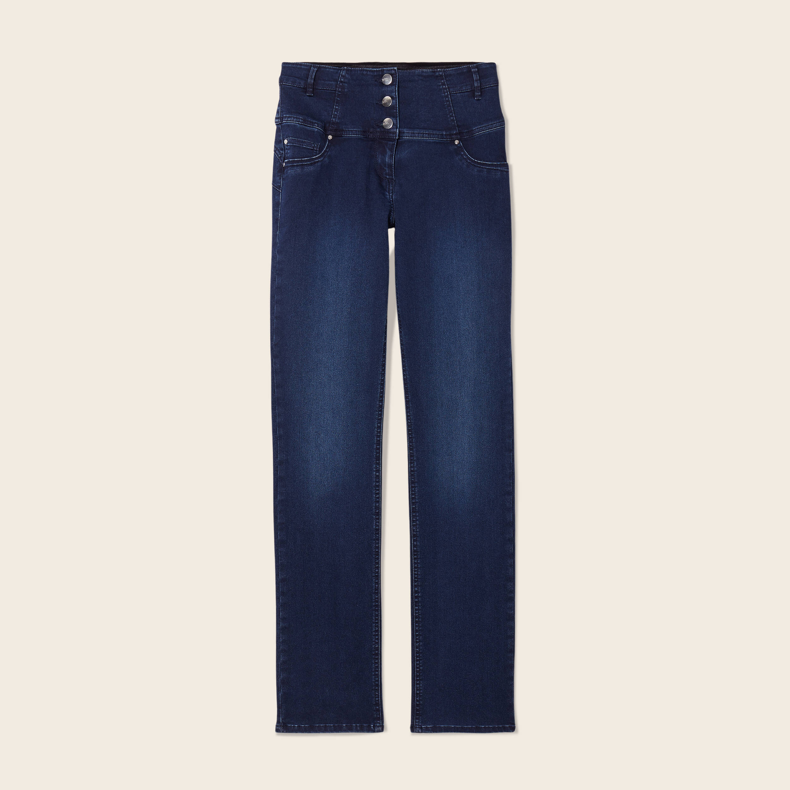 Jean droit effet gainant denim brut femme