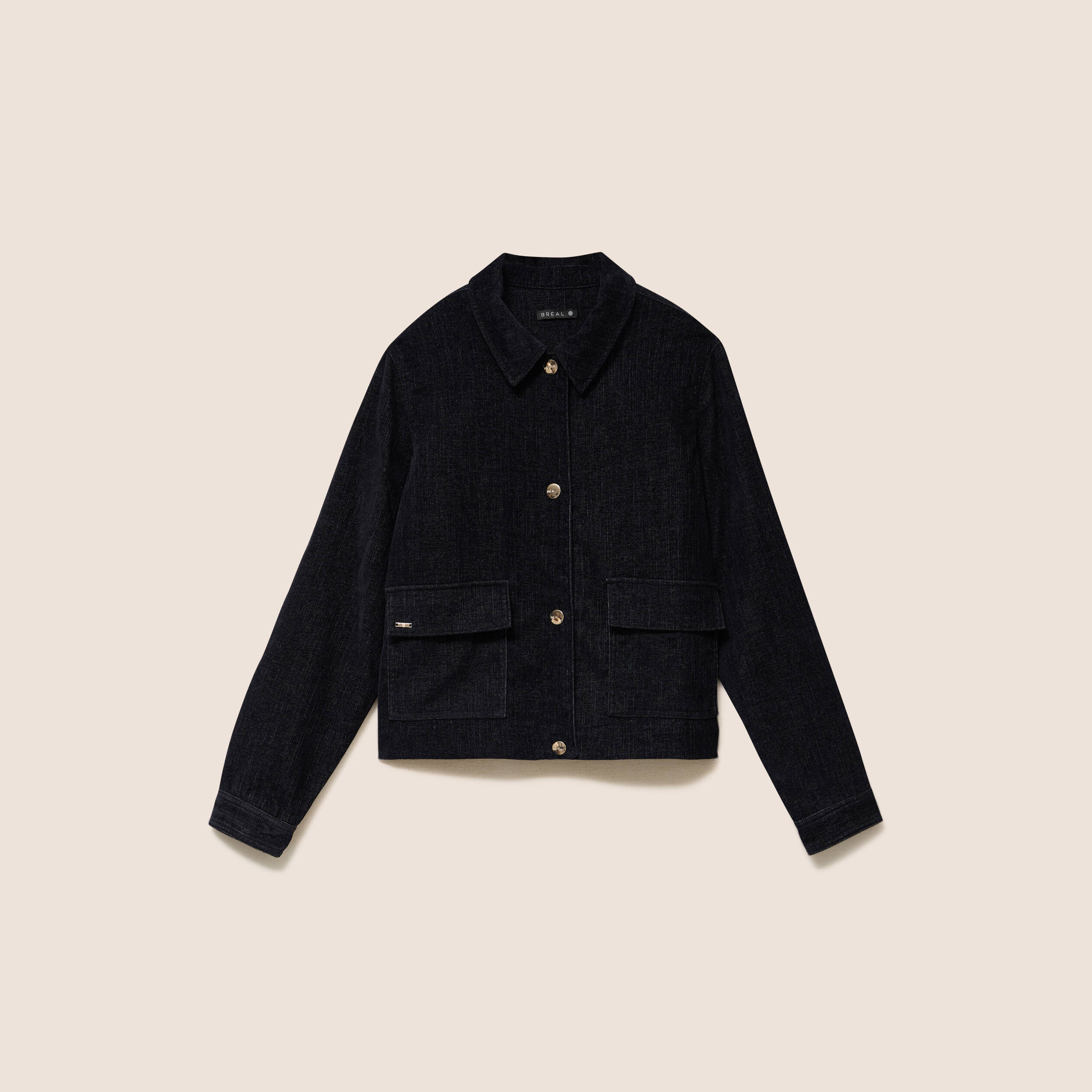 Veste courte droite denim brut femme