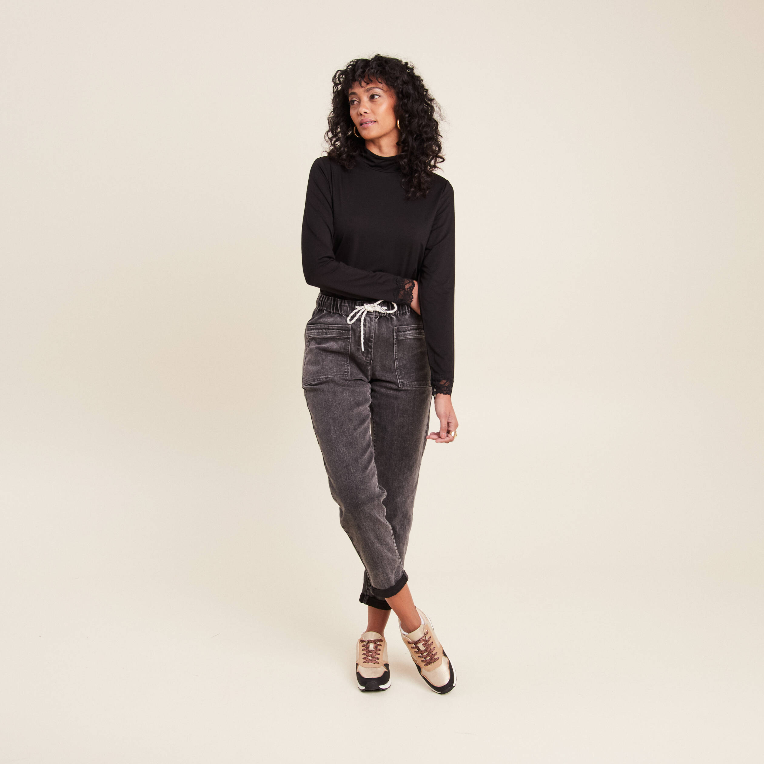 t shirt thermo douceur manches longues noir femme T-shirt thermo-douceur manches longues noir femme