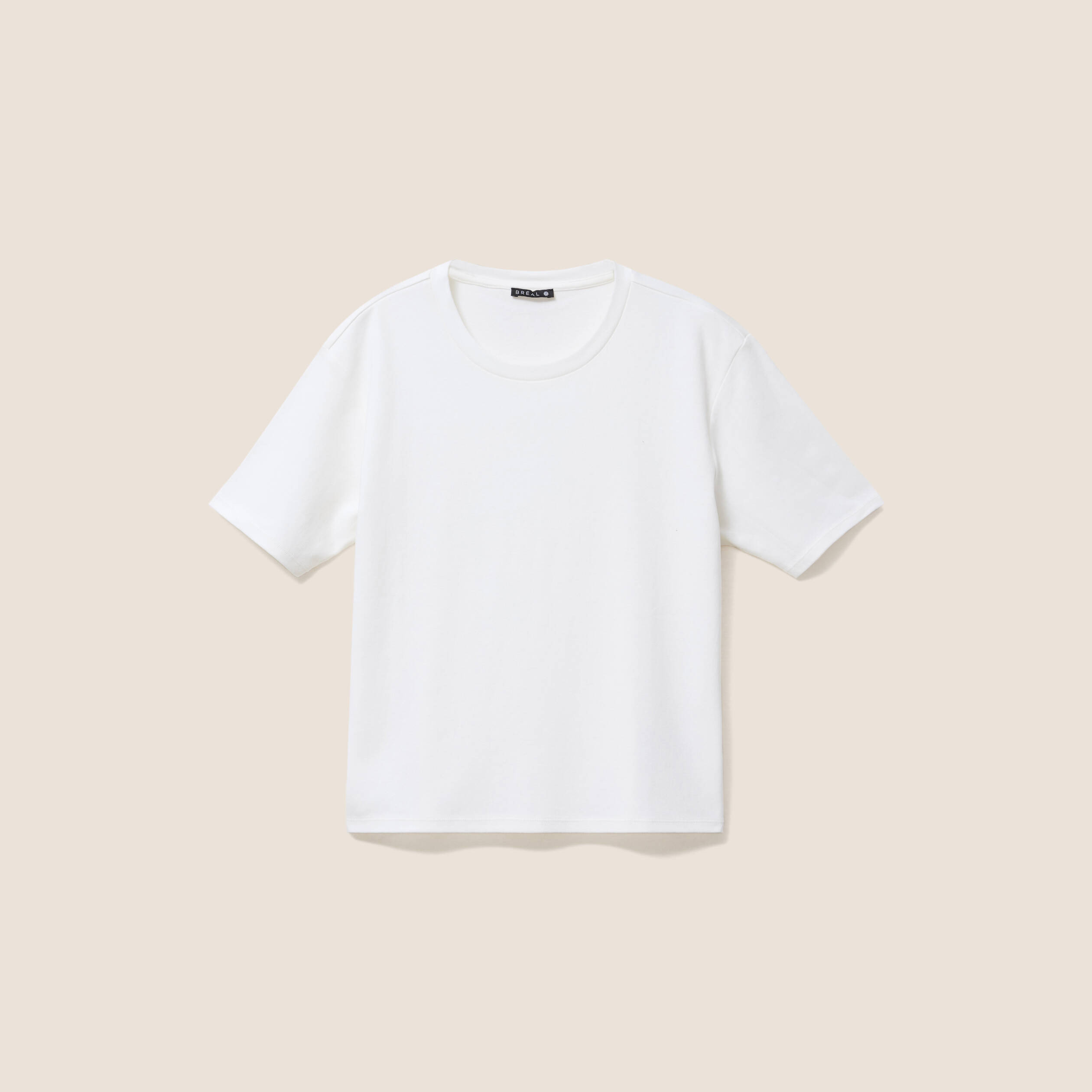 T-shirt ample col rond manches courtes ecru femme