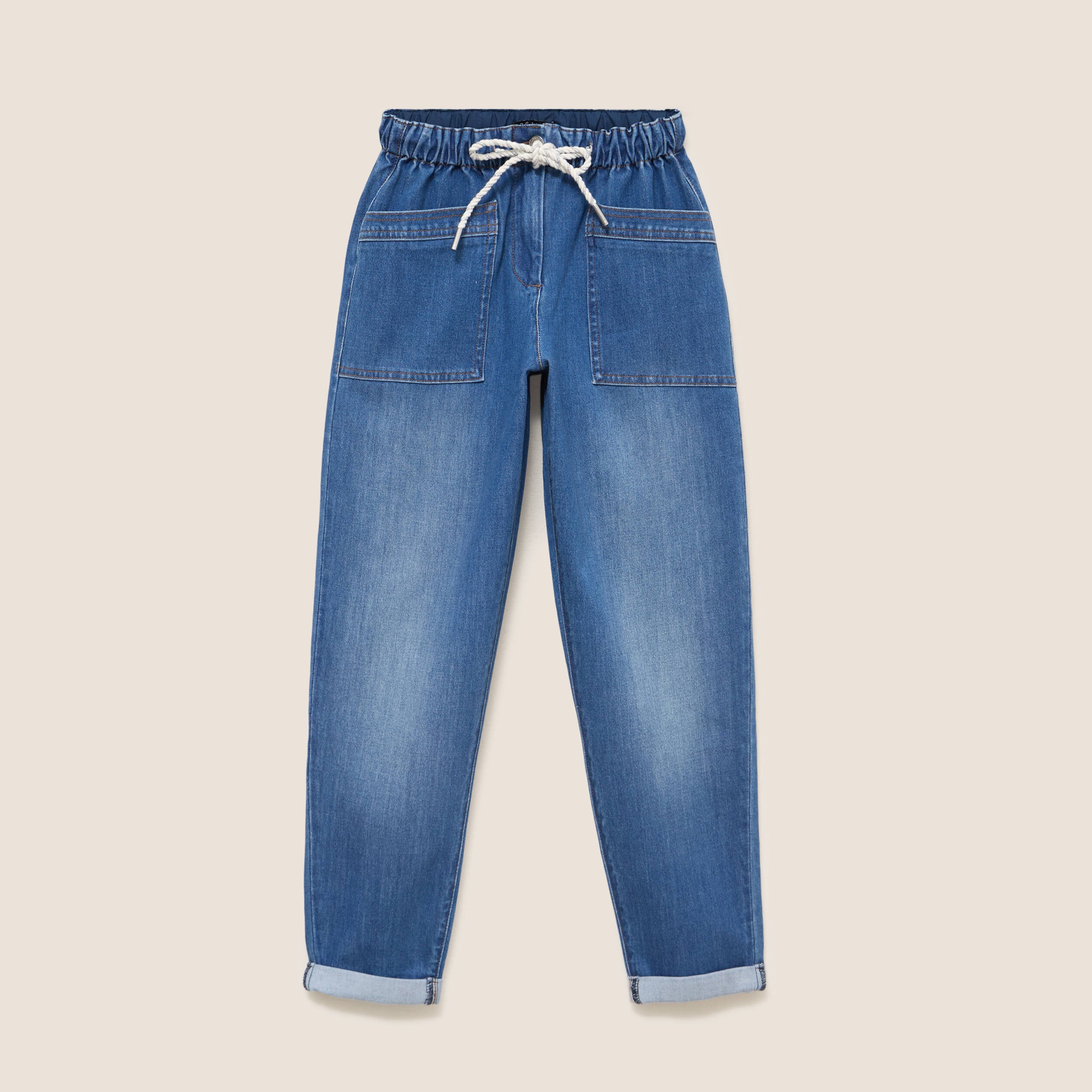 Jean coupe mom 7/8&egrave;me denim stone femme