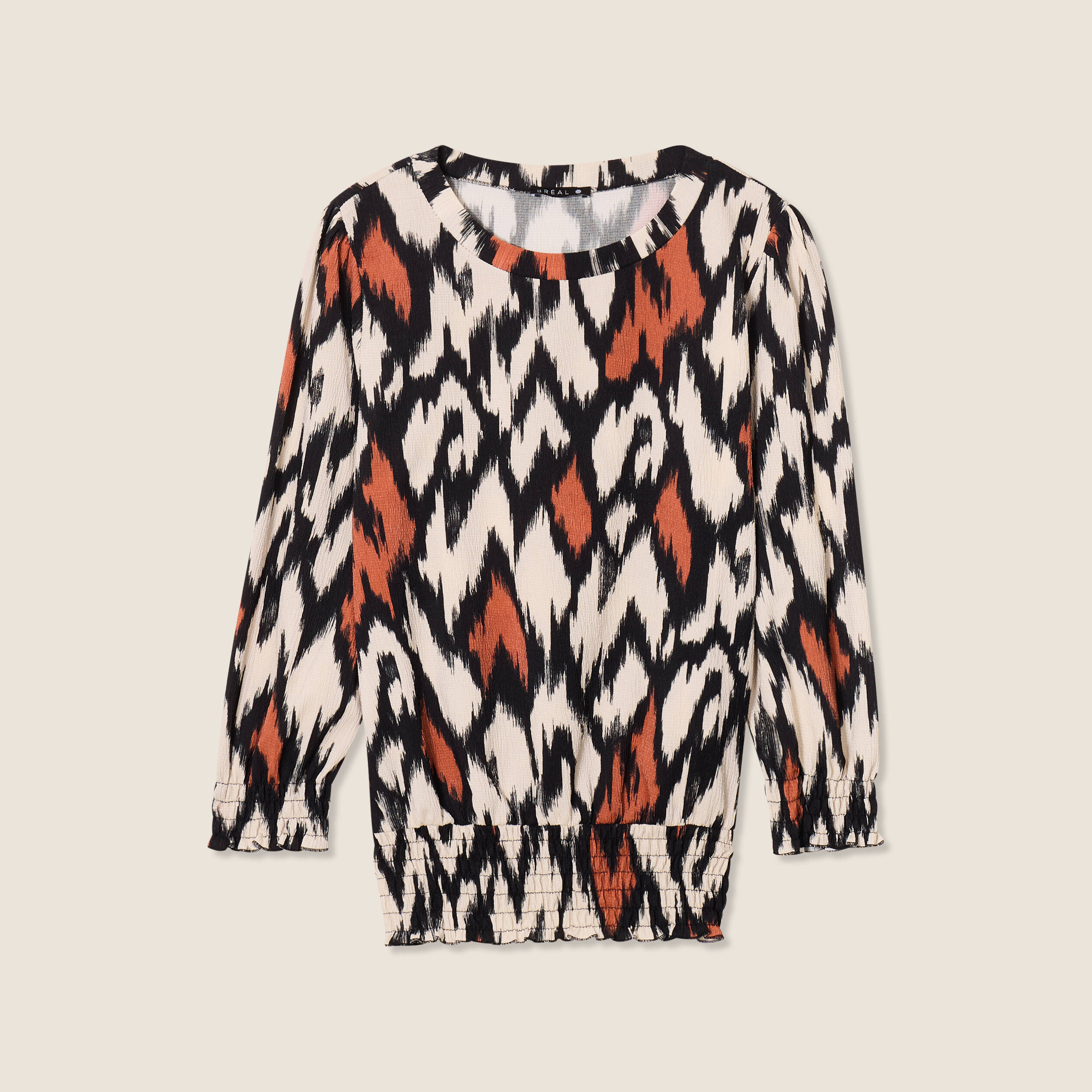 blouse manches 34 orange femme Blouse manches 3/4 orange femme