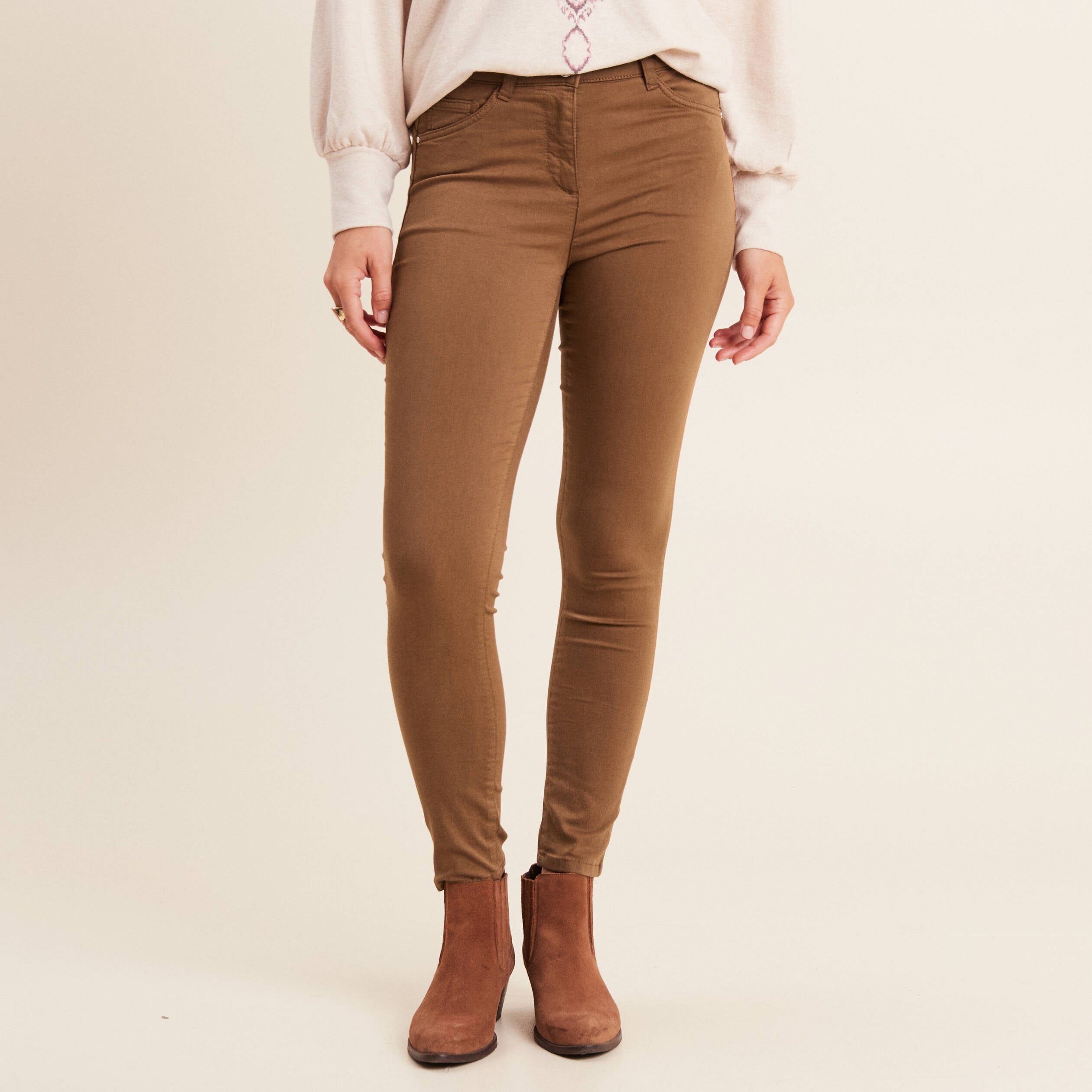 Pantalon magique Le L&eacute;ger coupe ajust&eacute;e taupe femme