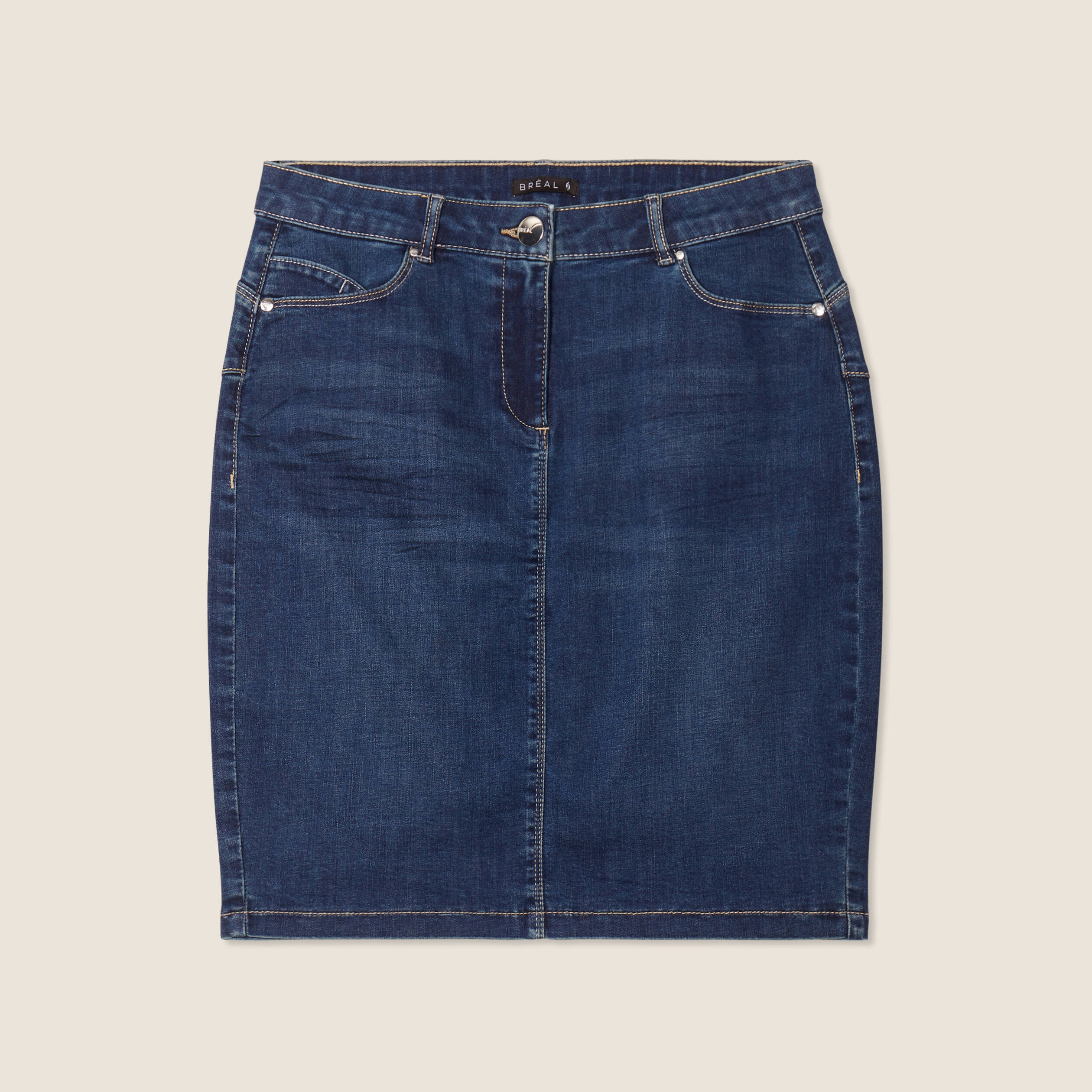 Jupe droite denim brut femme
