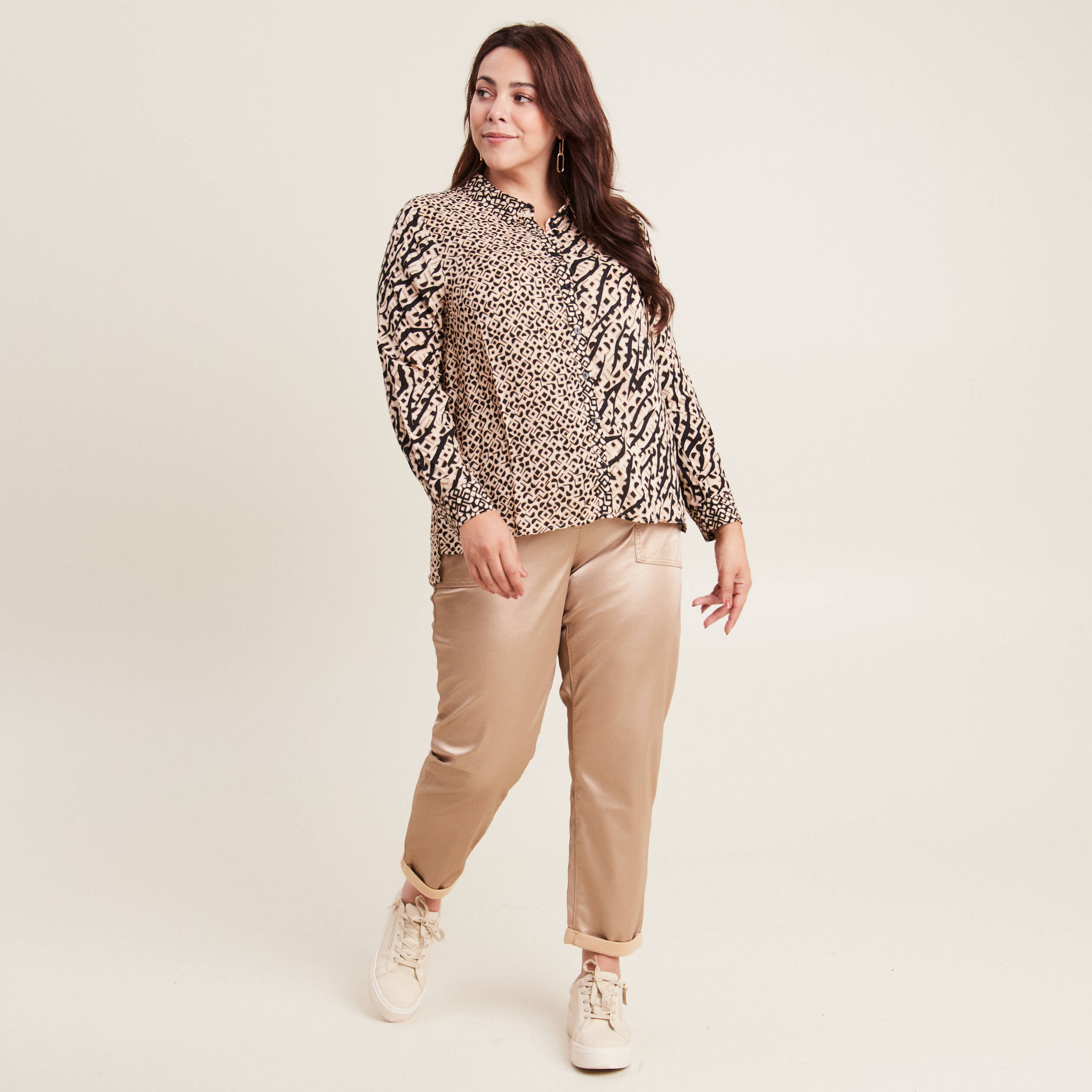 chemise manches longues beige femme Chemise manches longues beige femme