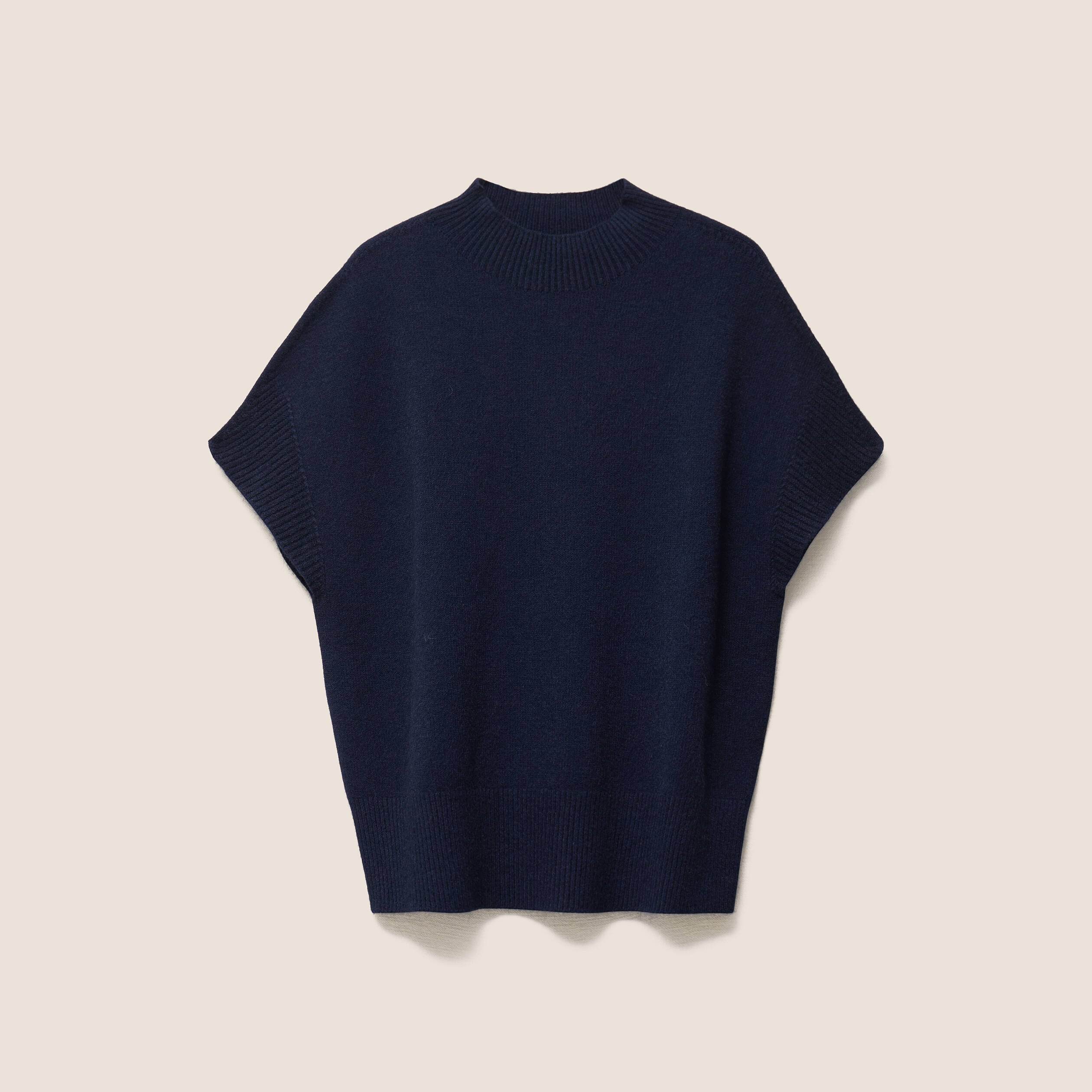 Pull col montant bleu marine femme