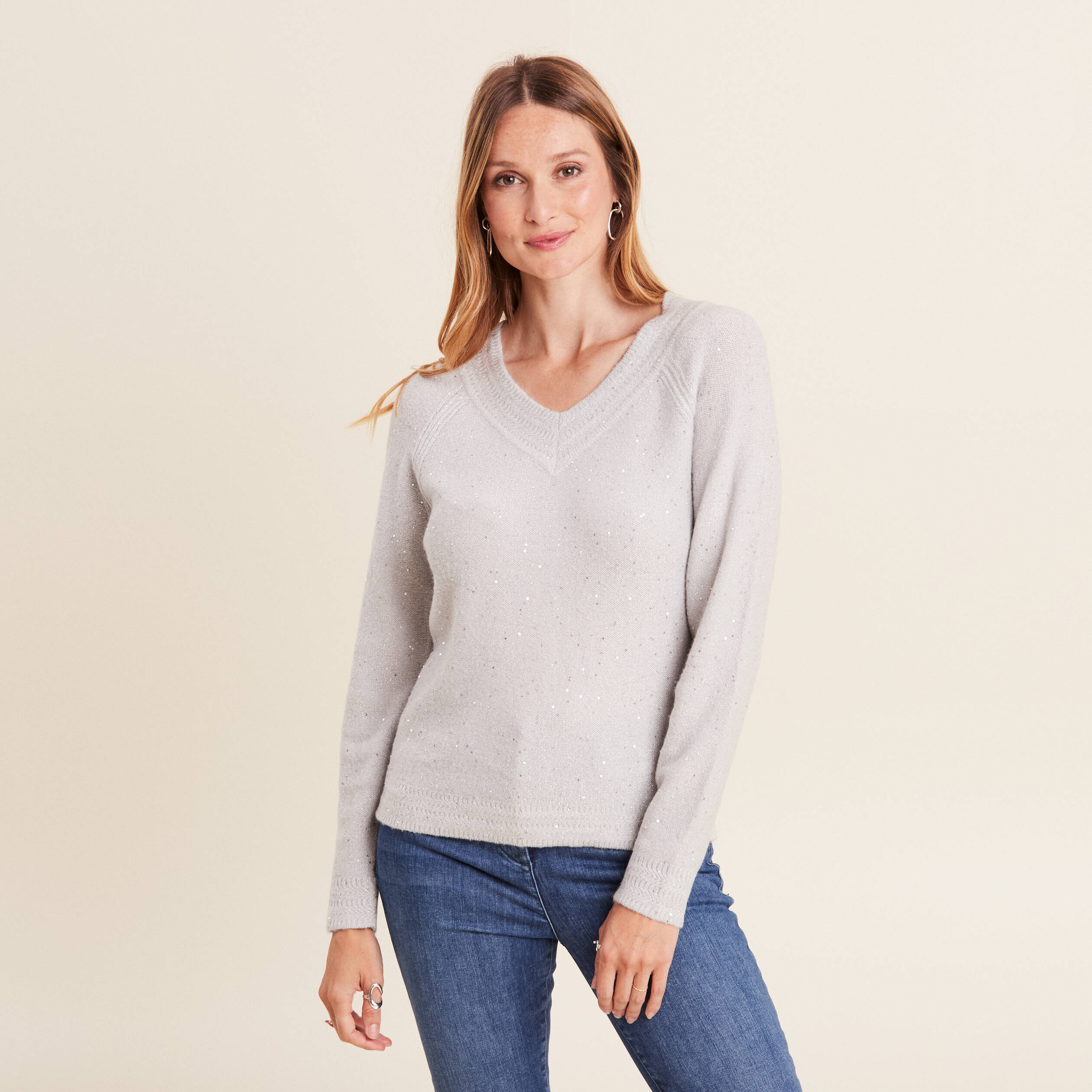 pull manches longues gris clair femme Pull manches longues gris clair femme