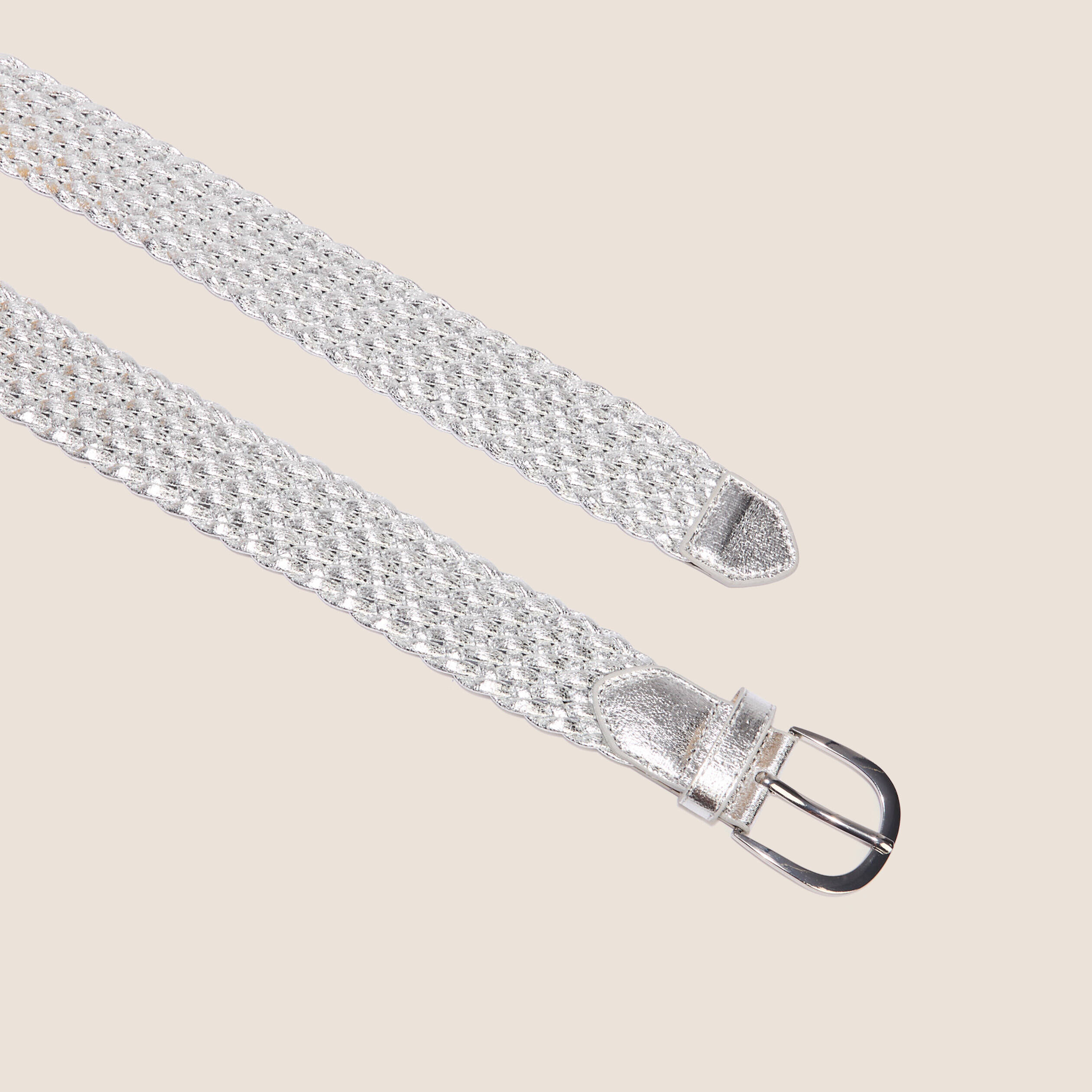 Ceinture Tressée Cuir Et Métal Doré NANNI - Taille 80/32 - Comme Neuve - Fabriquée En Italie