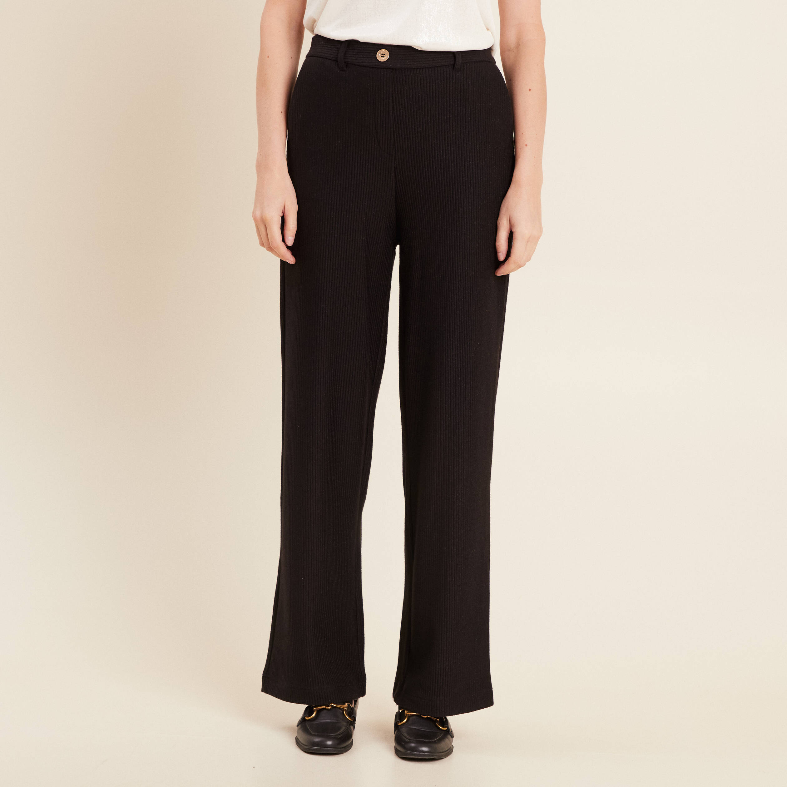 pantalon tricot large noir femme Pantalon tricot large noir femme