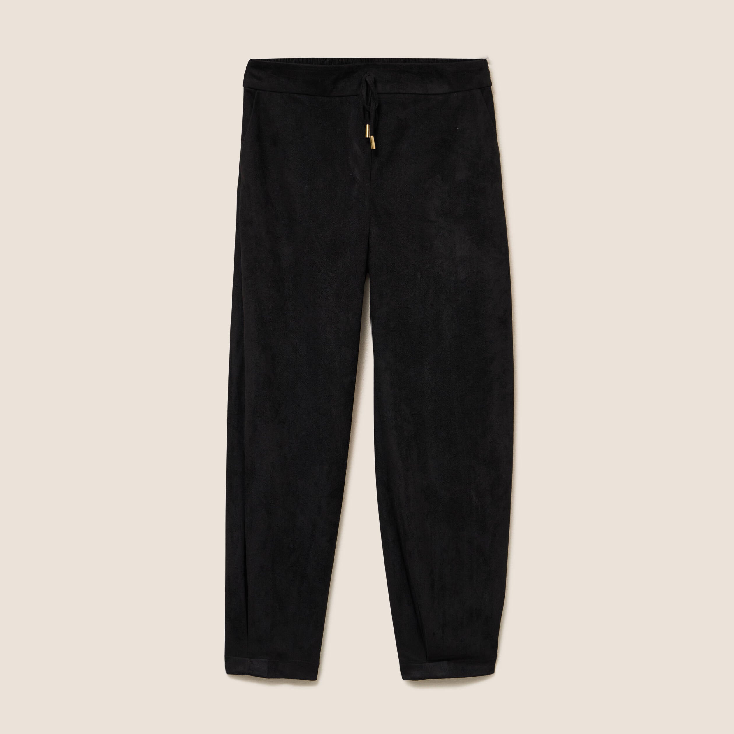 Pantalon barrel bas resserr&eacute; noir femme