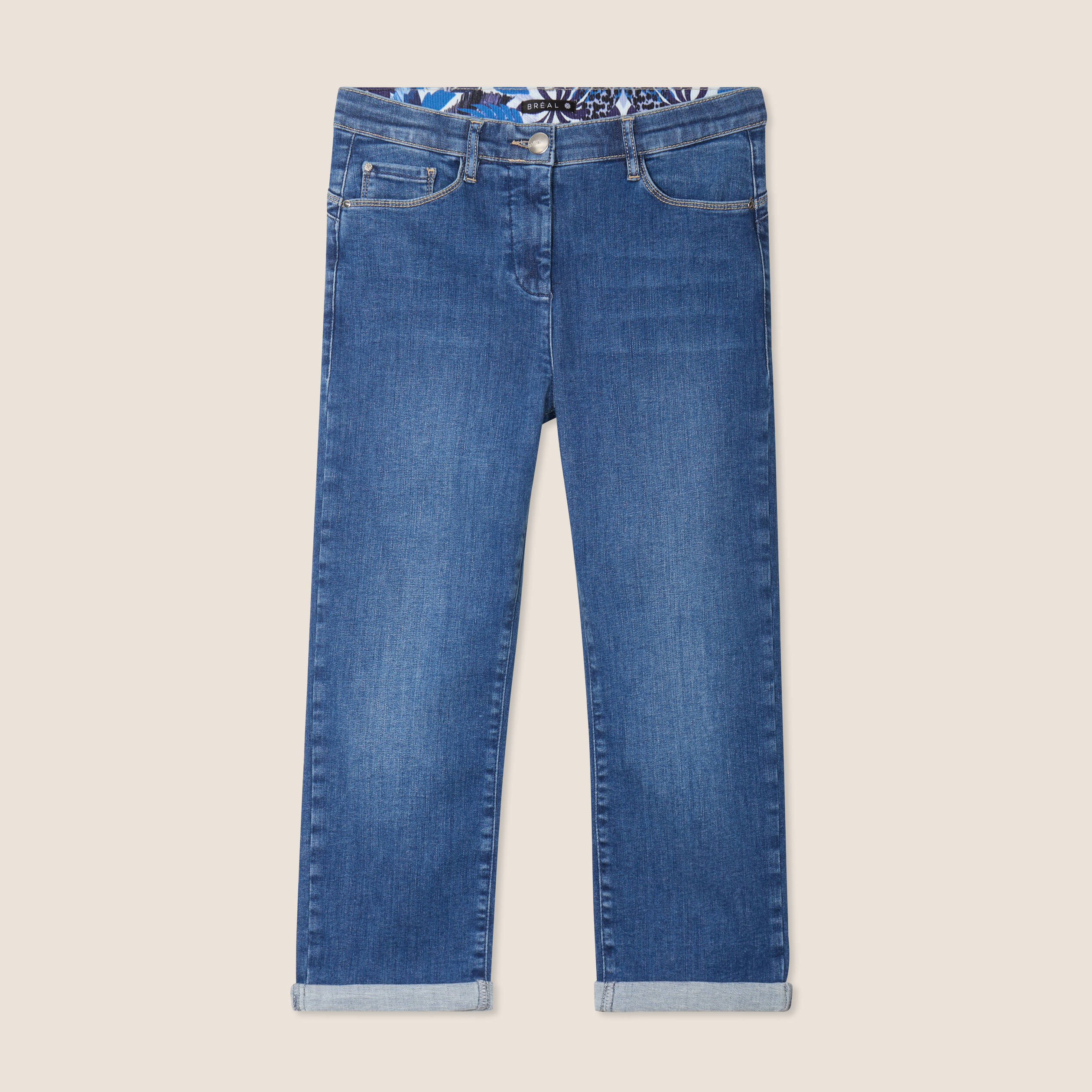 Pantacourt magique L'Unique ajust&eacute; denim double stone femme