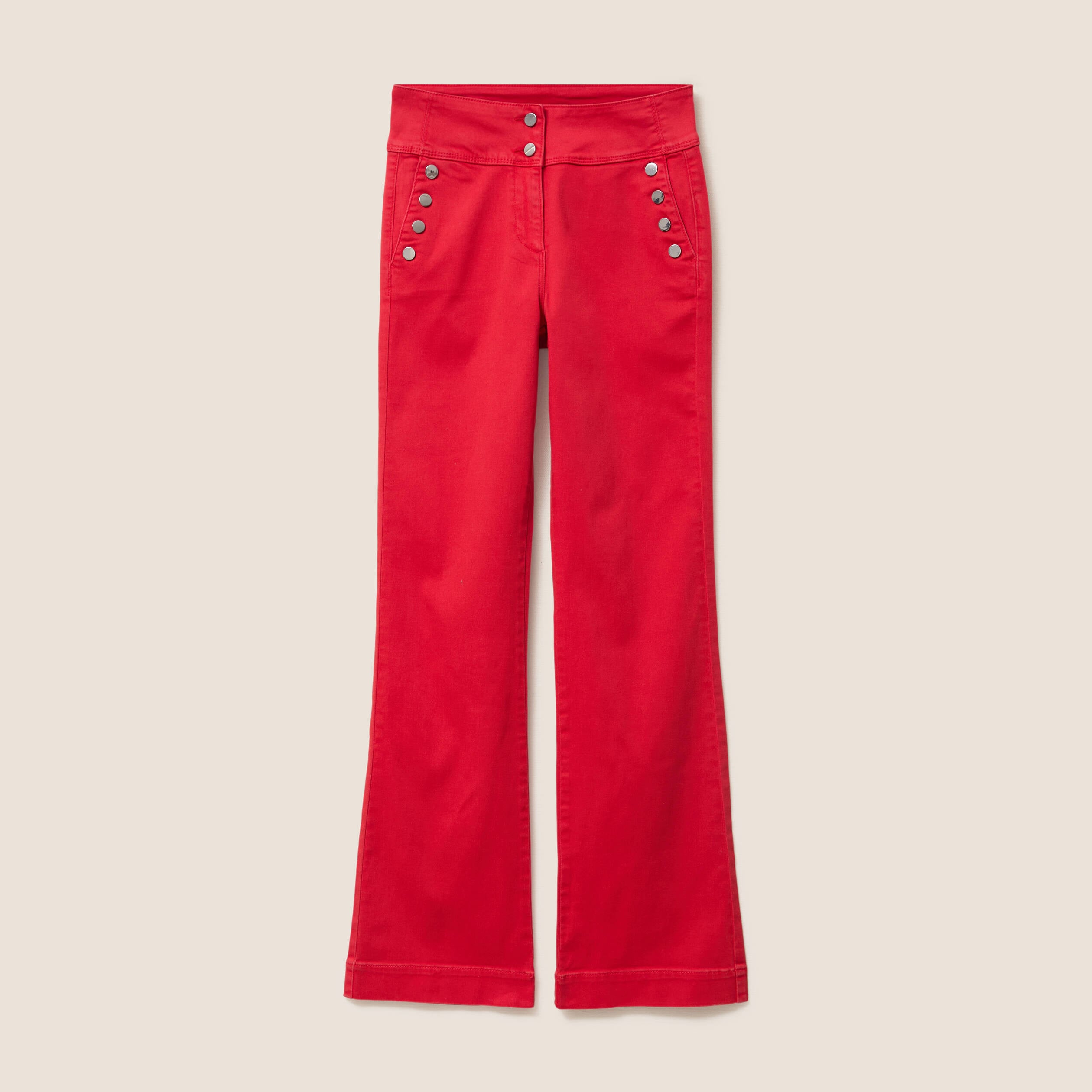 Pantalon coupe bootcut &agrave; pont rouge fluo femme