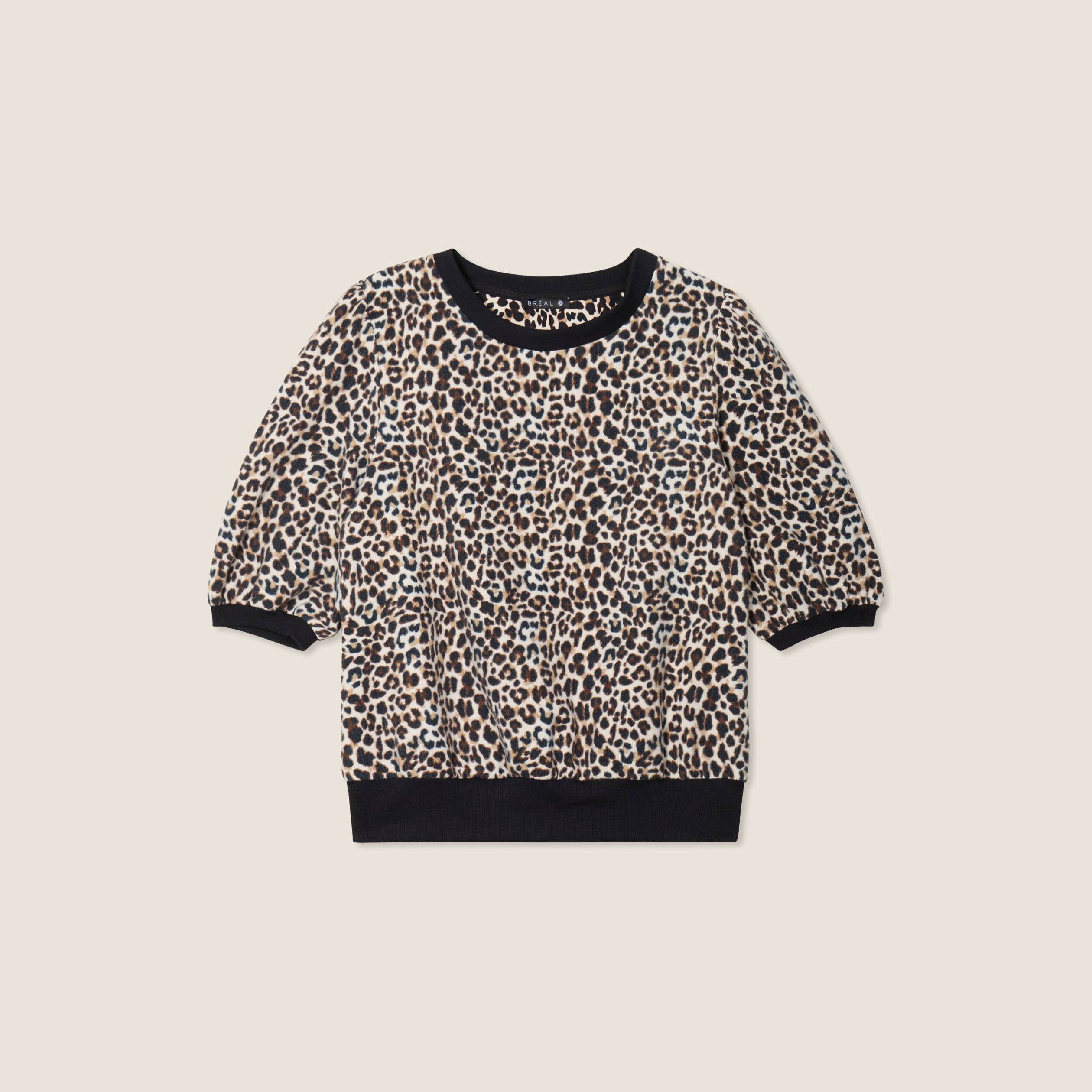 T-shirt manches 3/4 beige femme