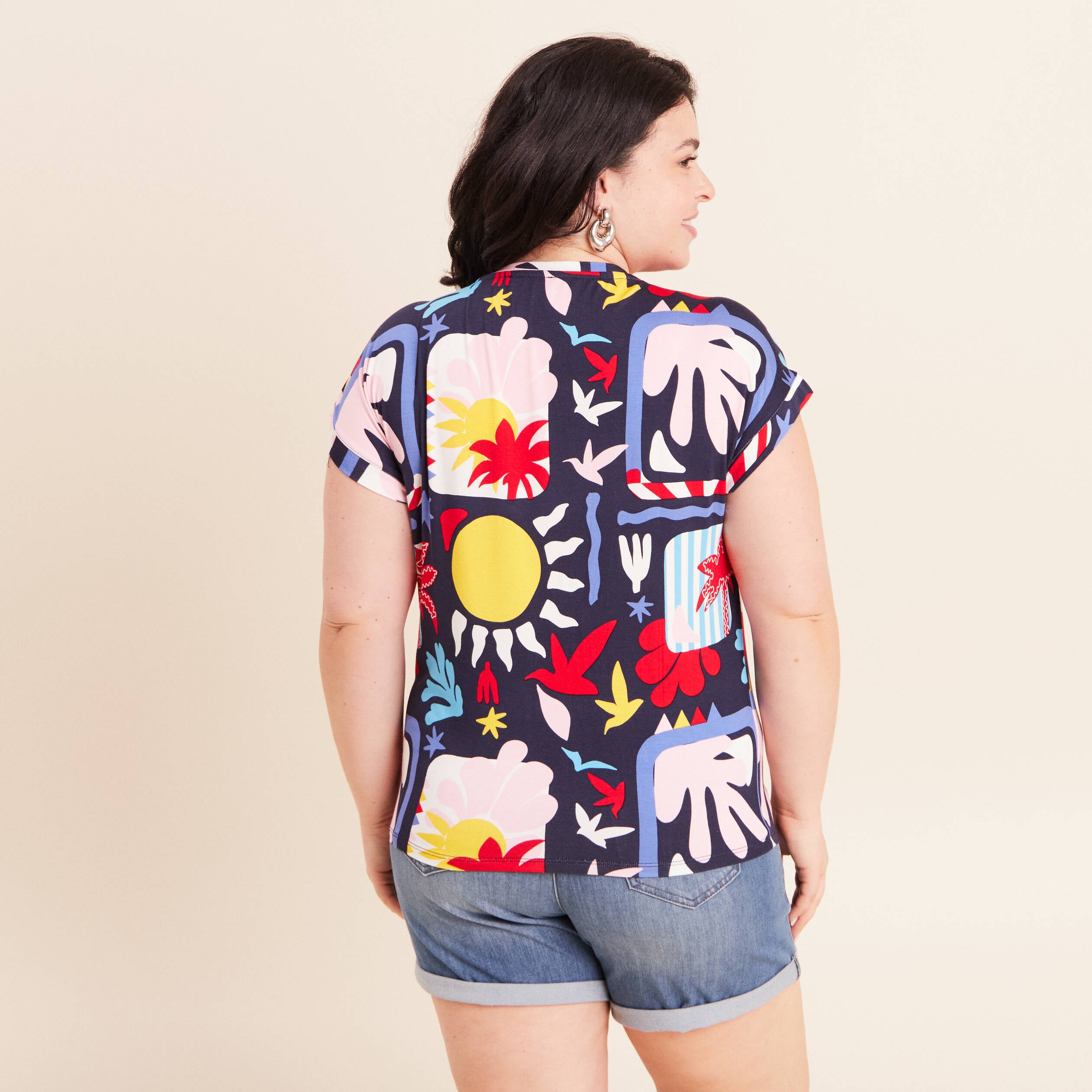 T-shirt manches courtes multicolore femme