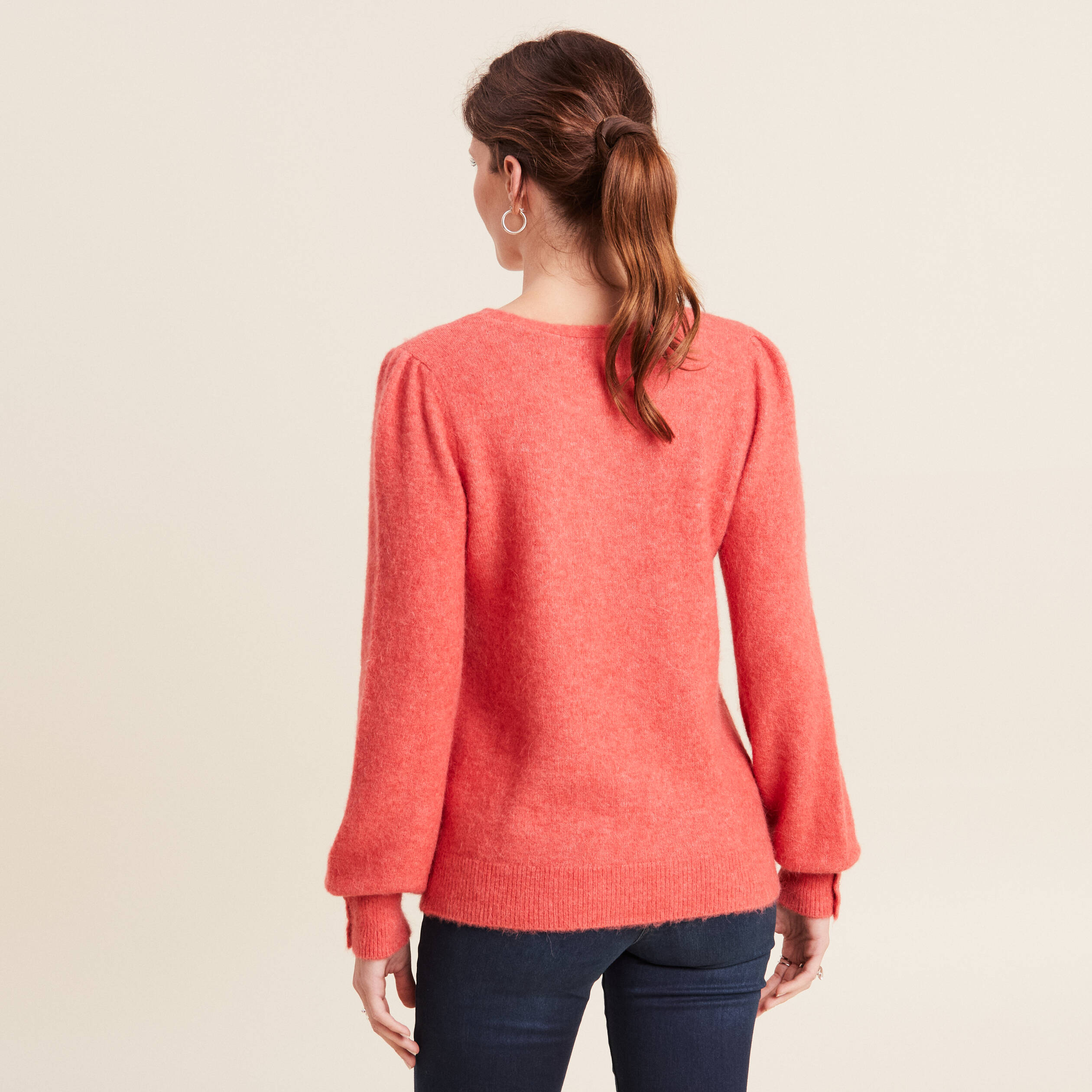 pull manches longues rouge corail femme Pull manches longues rouge corail femme