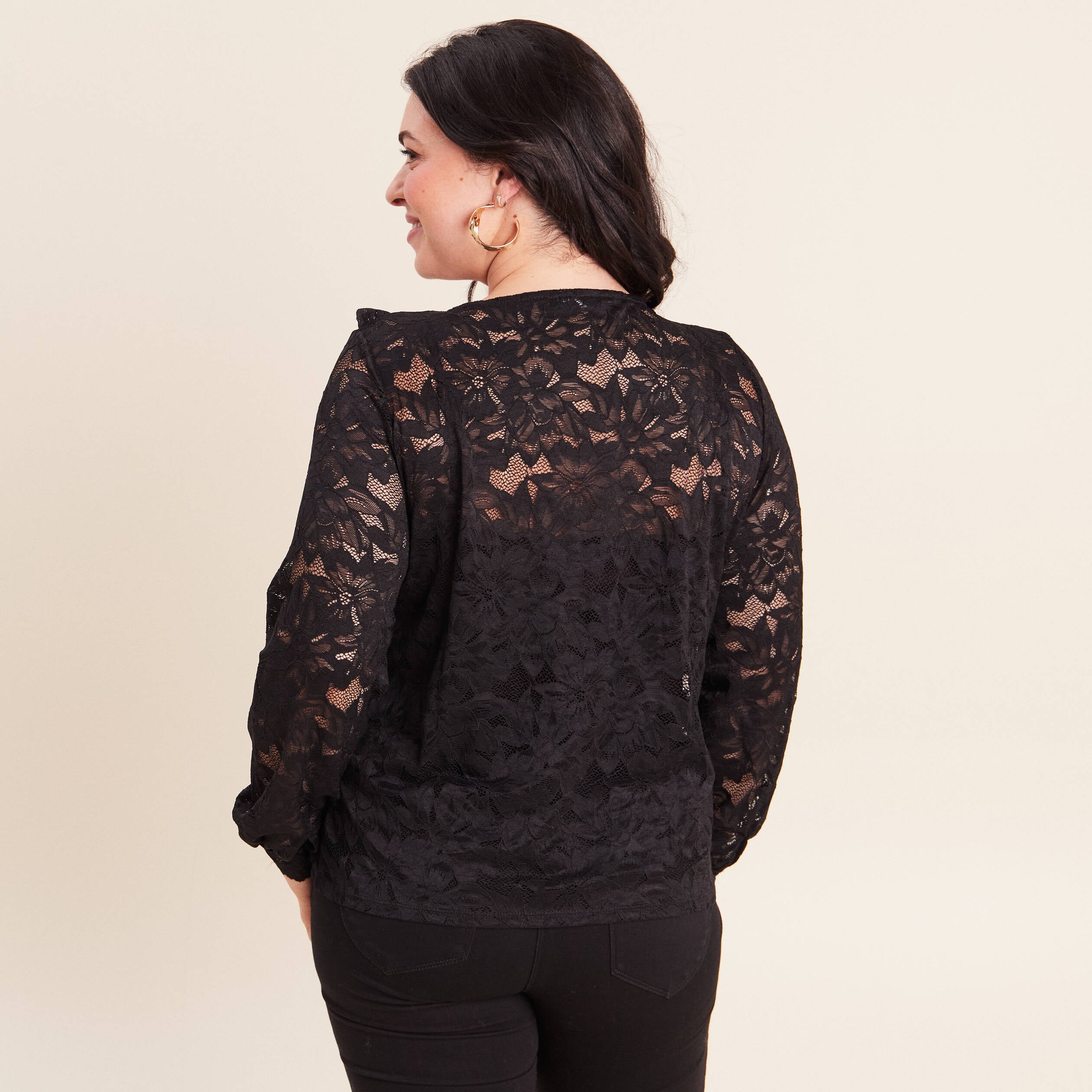 Blouse en dentelle noir femme