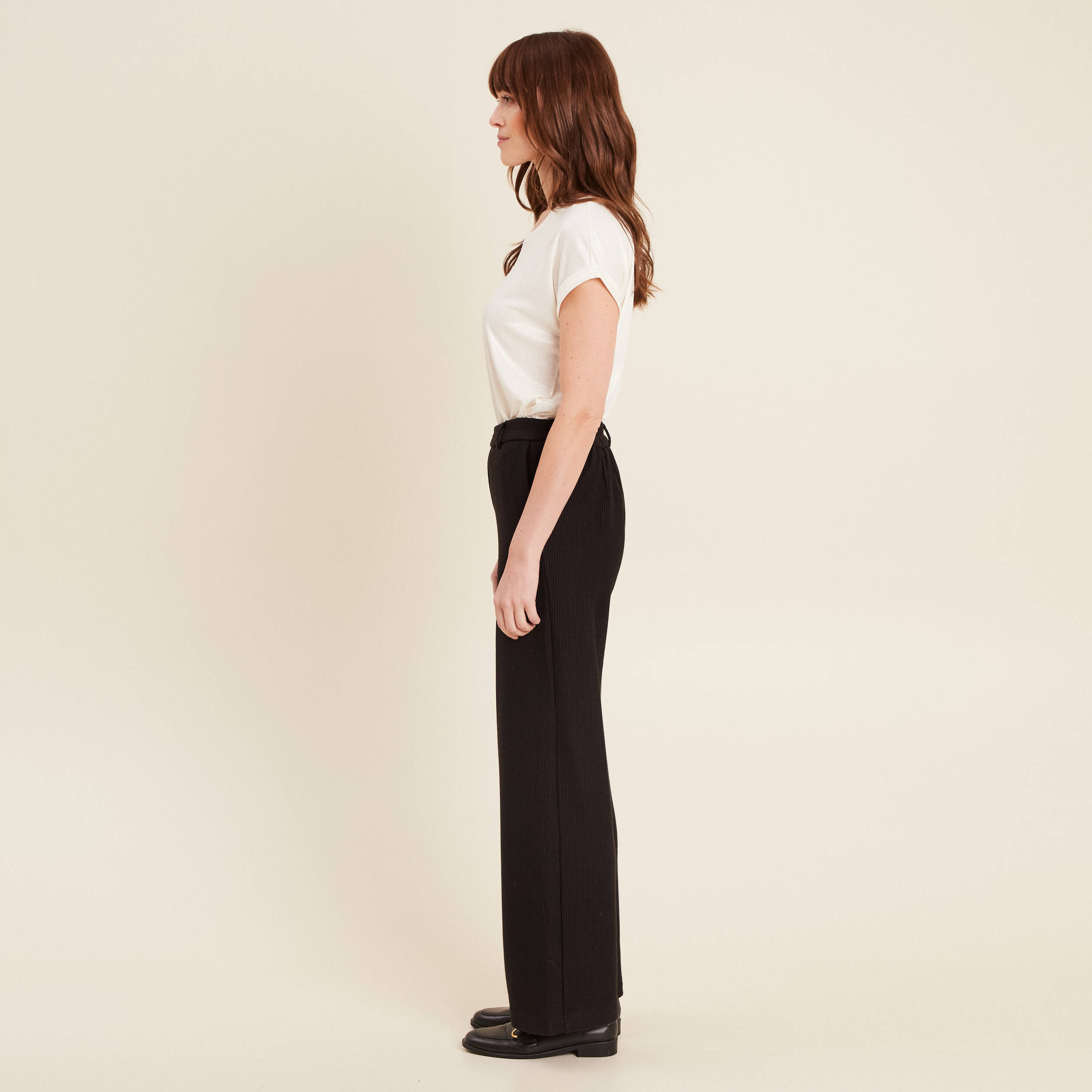 pantalon tricot large noir femme Pantalon tricot large noir femme