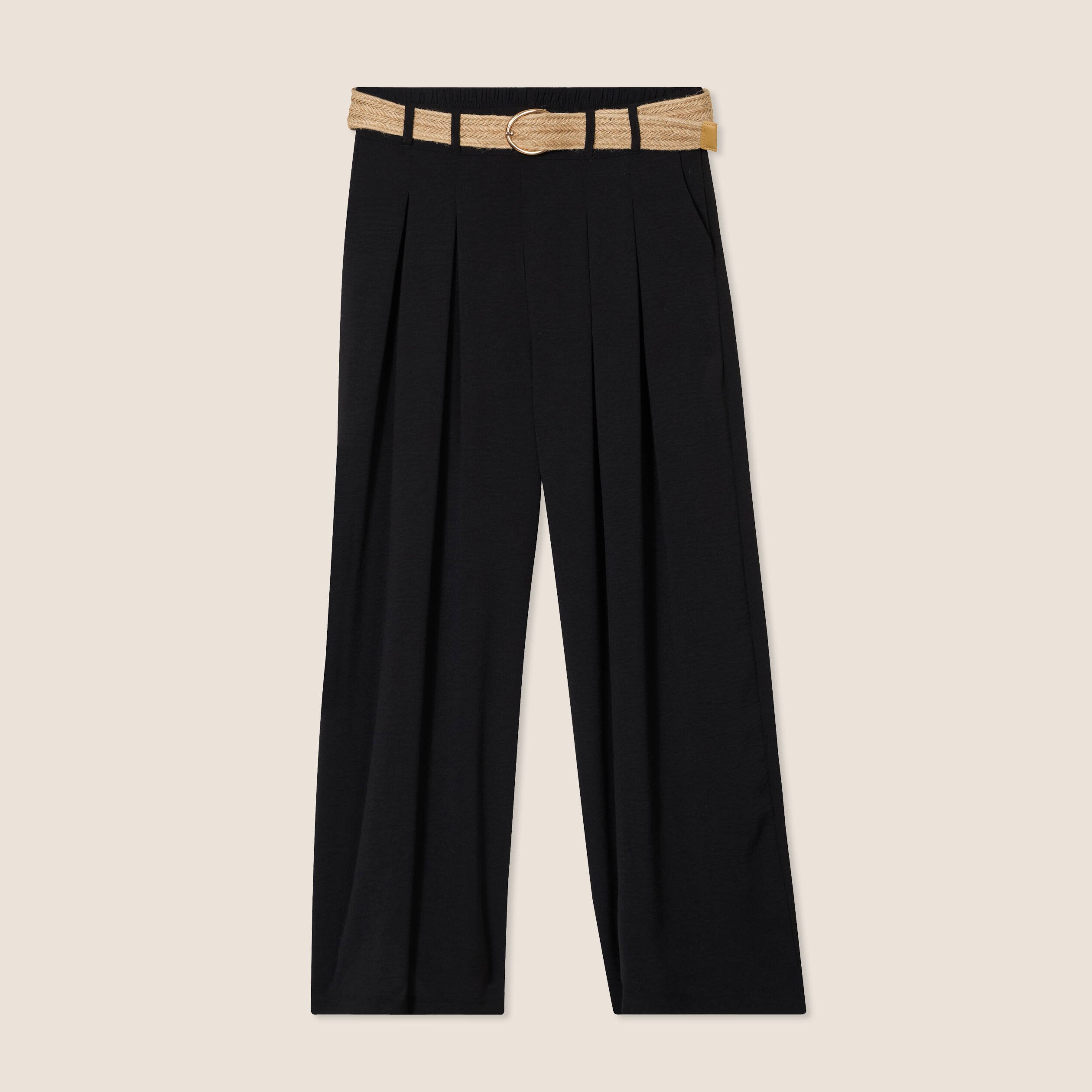 pantalon jupe culotte large noir femme Pantalon jupe-culotte large noir femme