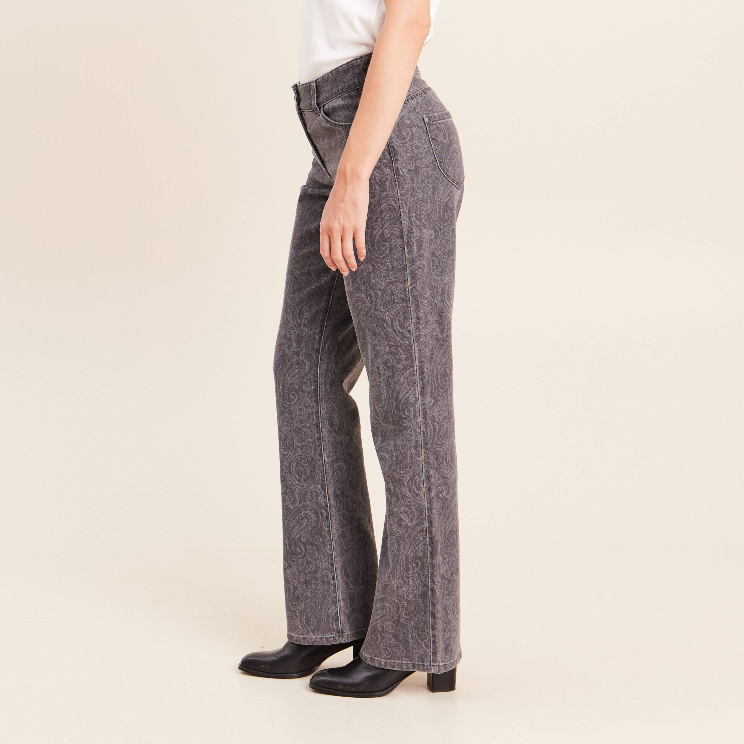 Jean bootcut longueur standard denim gris femme