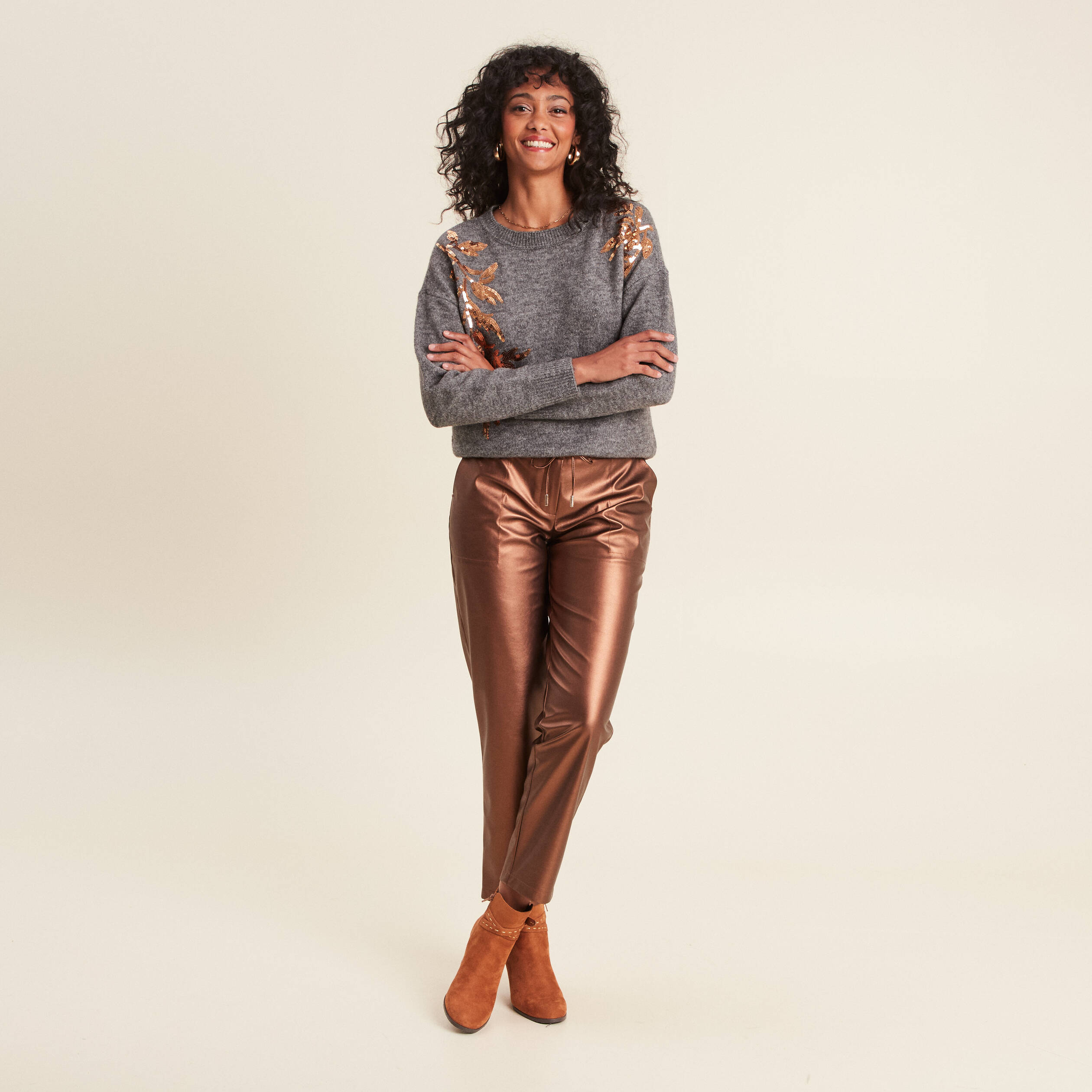 Pull à Paillettes Vieux Rose ESPRIT Taille XL - Occasion Très Bon état - Léger Et Chic