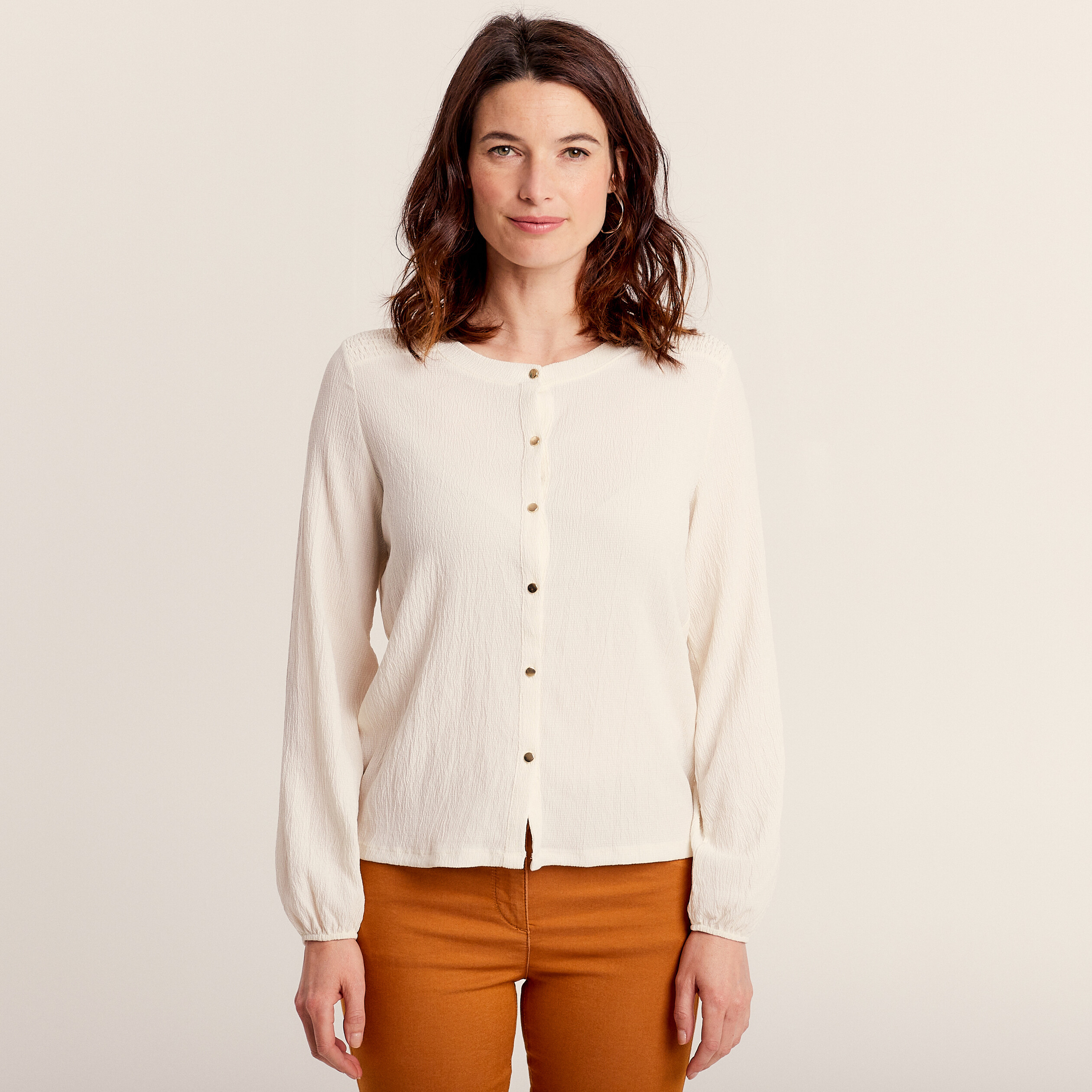 t shirt manches longues ivoire femme T-shirt manches longues ivoire femme