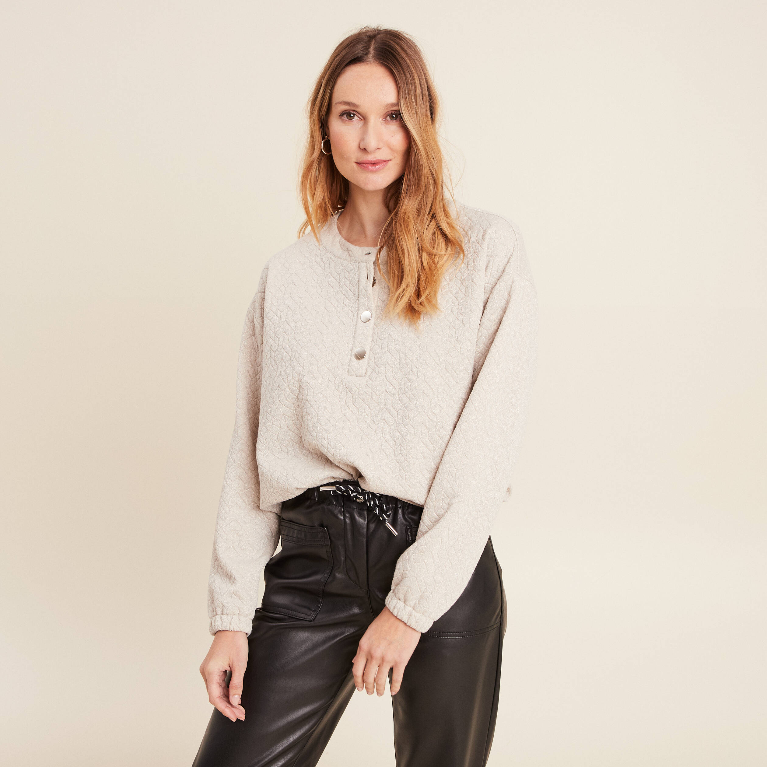 sweat manches longues beige femme Sweat manches longues beige femme