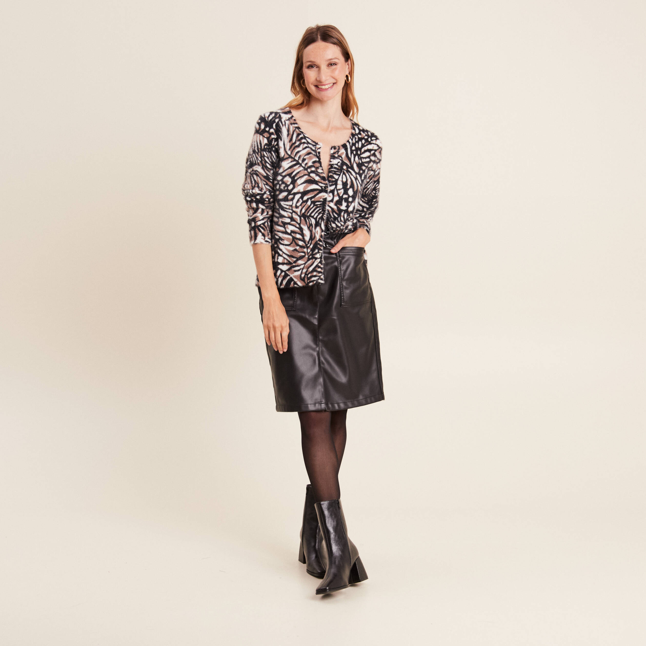 gilet manches longues marron clair femme Gilet manches longues marron clair femme