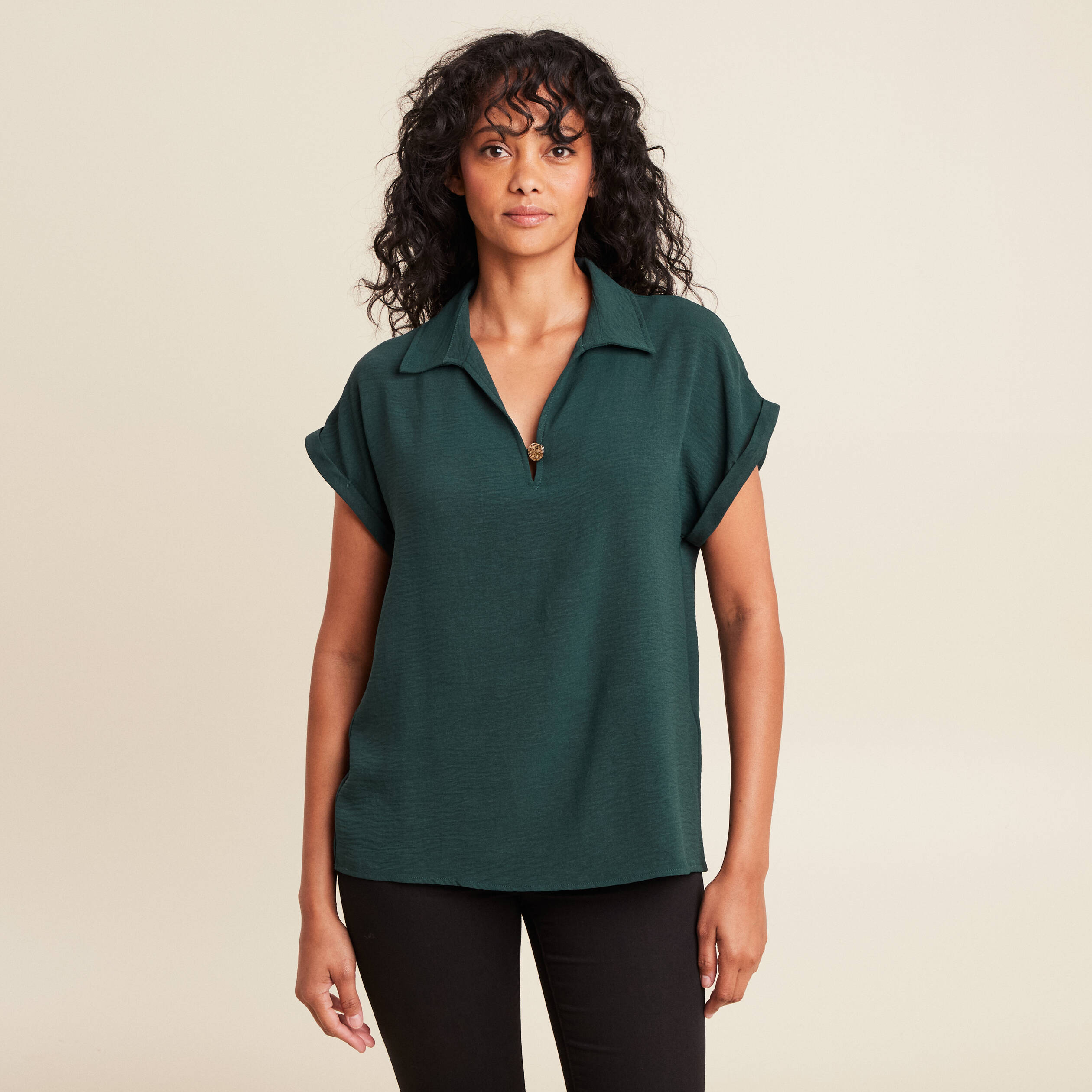 blouse manches courtes vert fonce femme Blouse manches courtes vert foncé femme