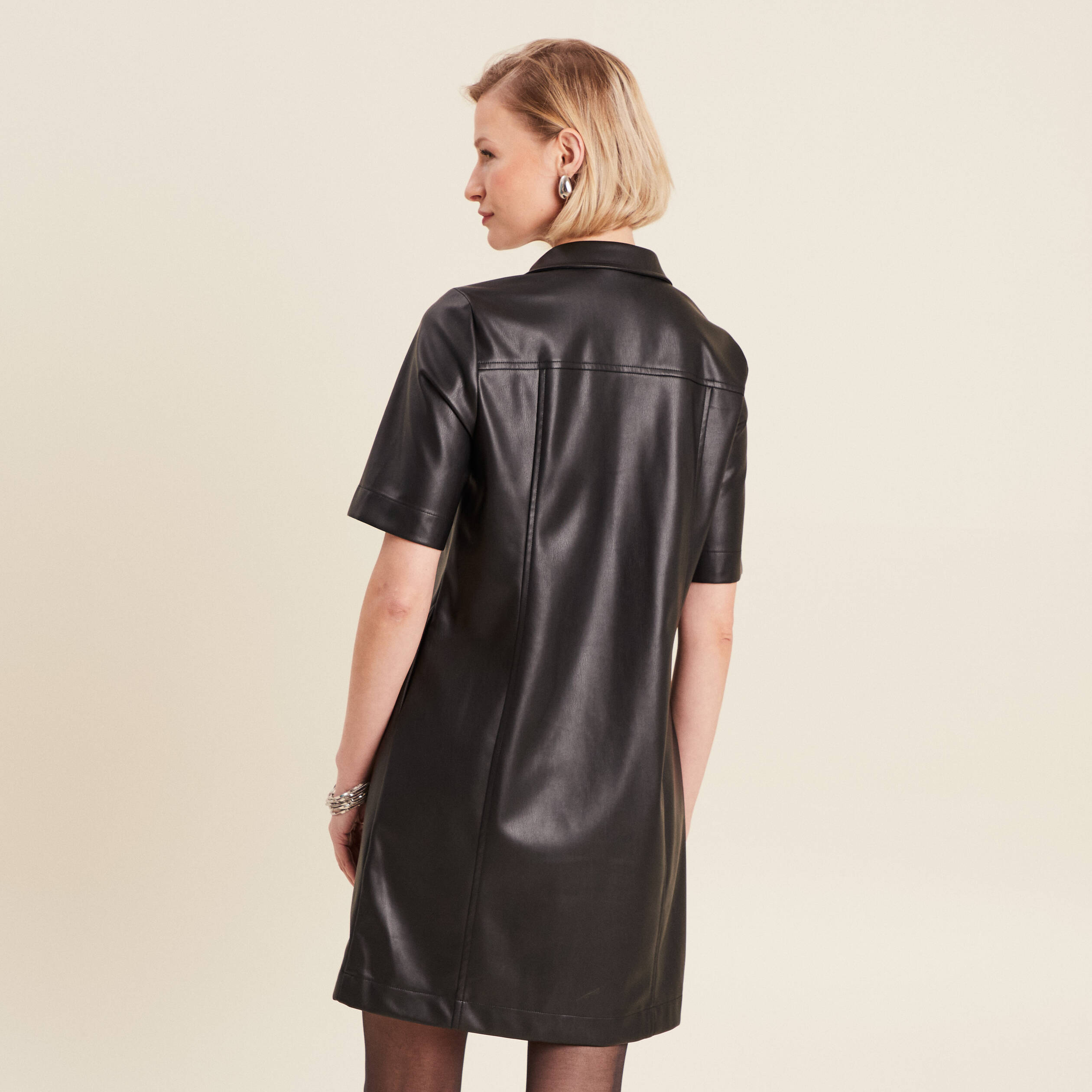 robe droite simili cuir noir femme Robe droite simili cuir noir femme