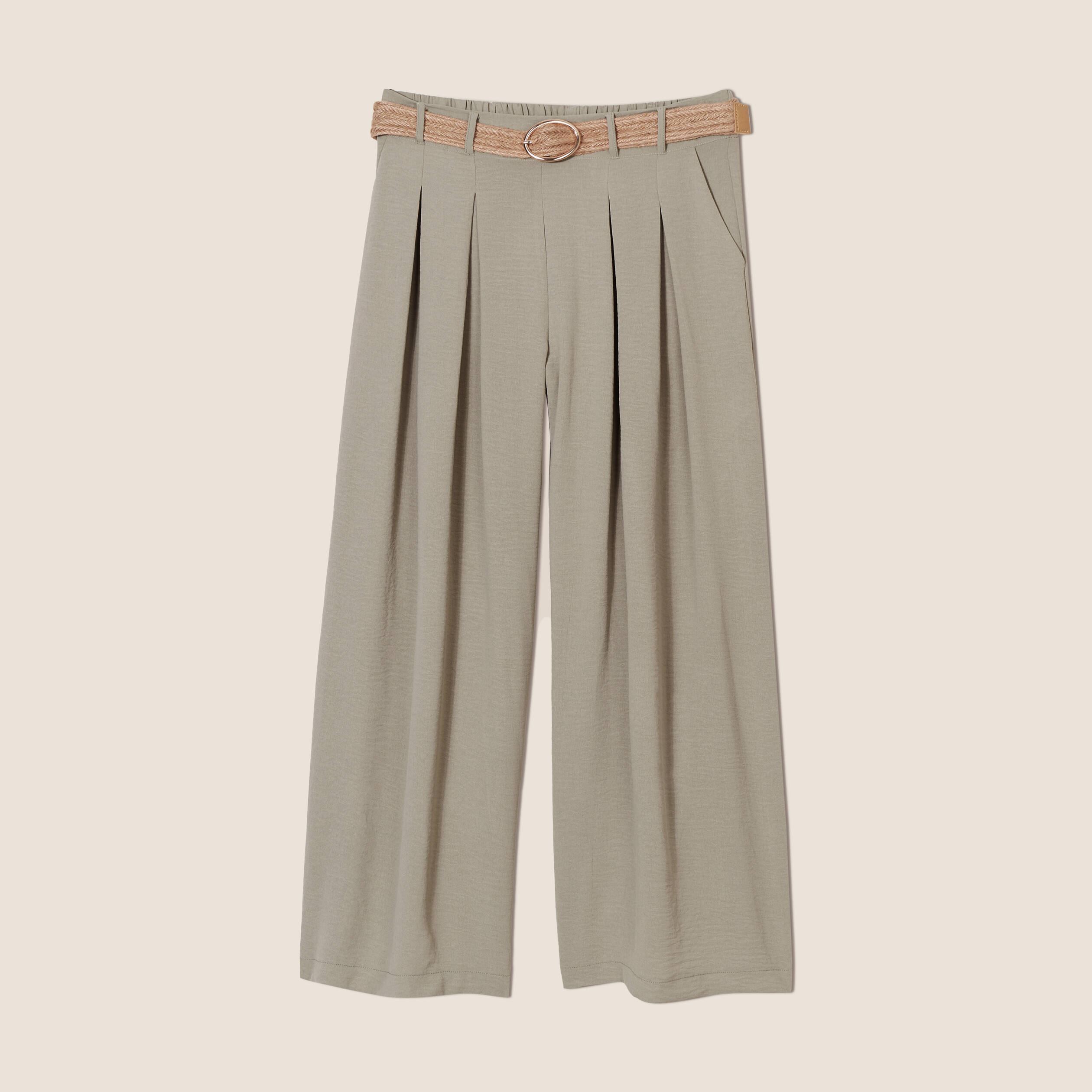 pantalon jupe culotte large vert clair femme Pantalon jupe-culotte large vert clair femme