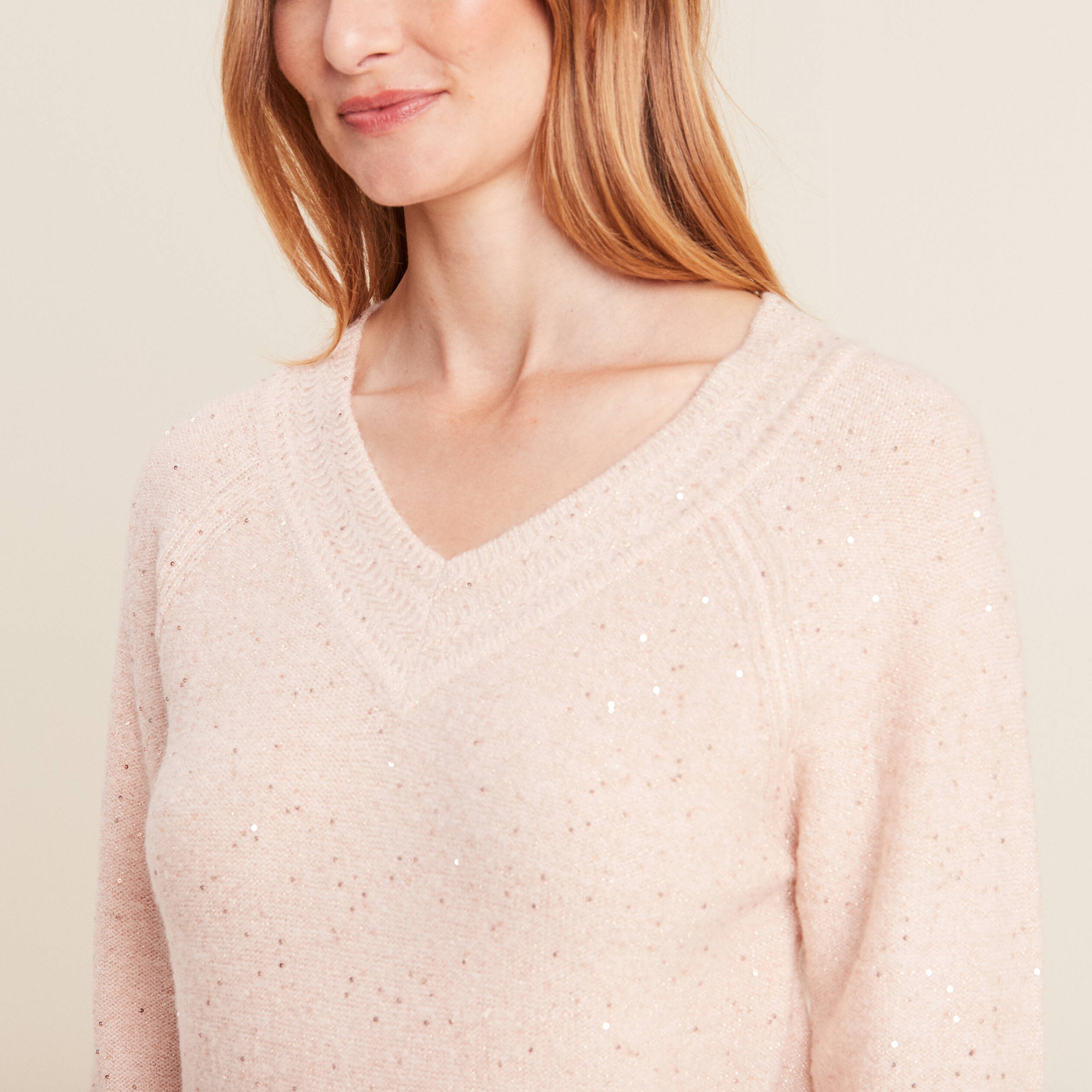 pull manches longues rose poudree femme Pull manches longues rose poudrée femme