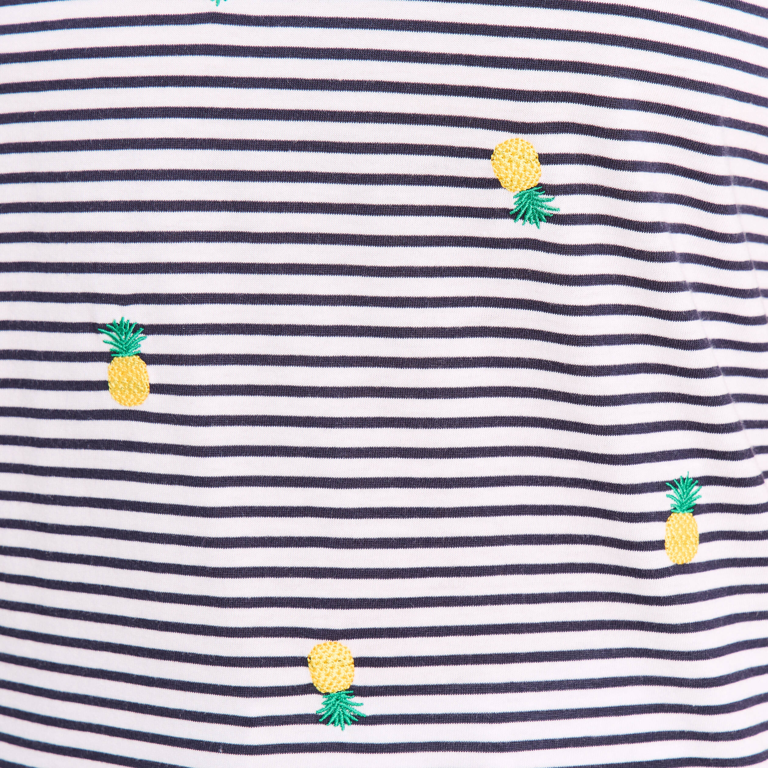 T-shirt droit broderie manches courtes bleu femme