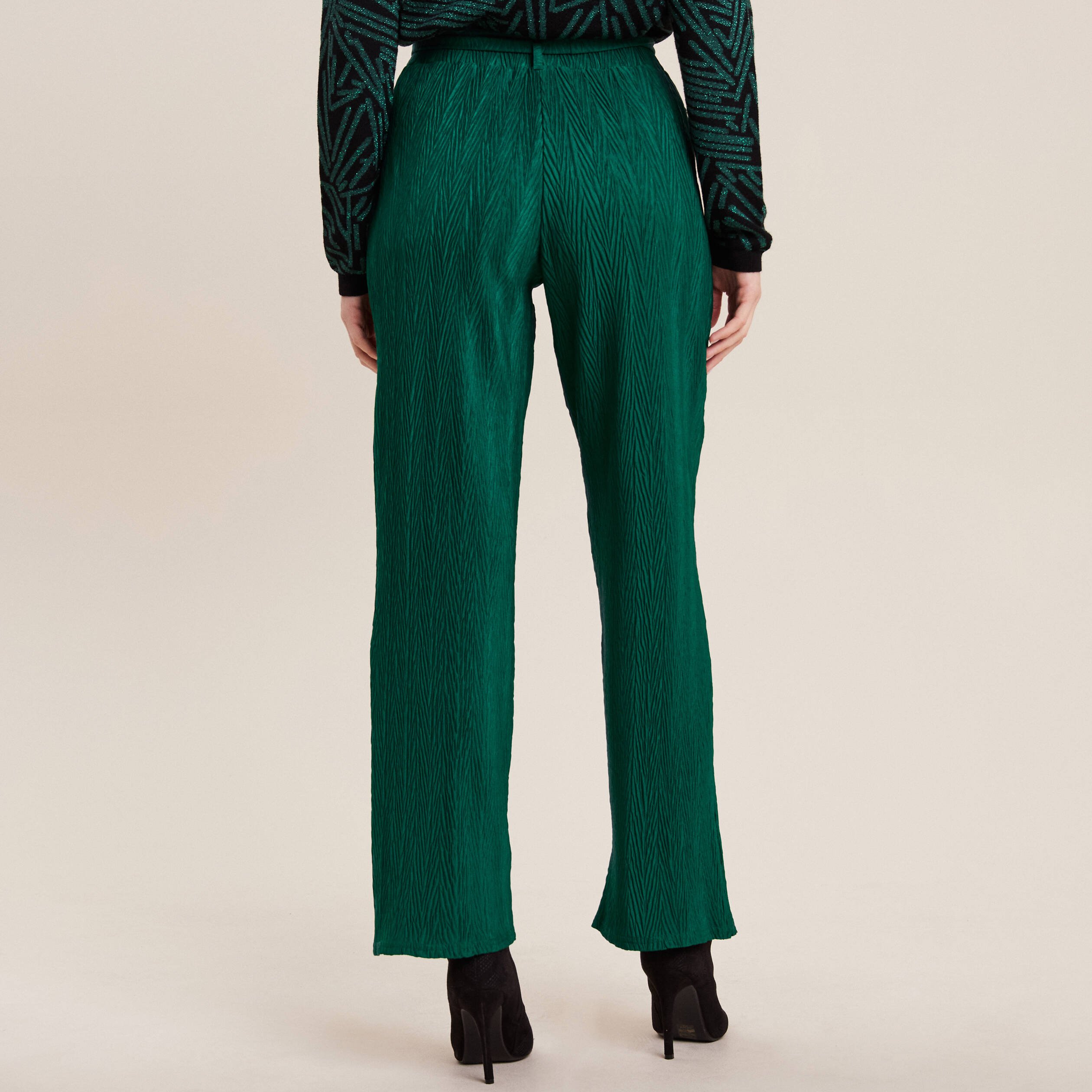 pantalon large ceinture vert femme Pantalon large ceinturé vert femme