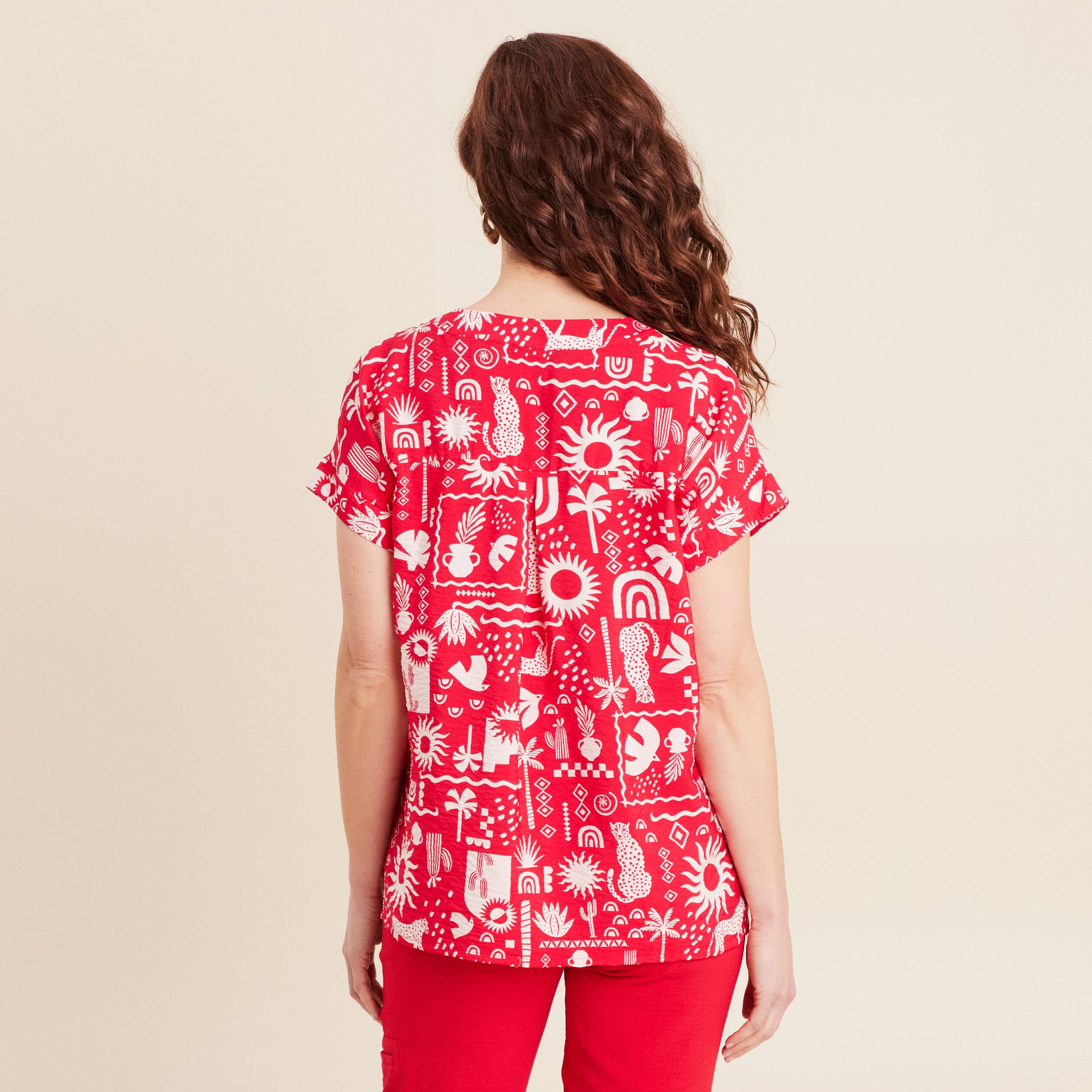 Blouse manches courtes rouge femme