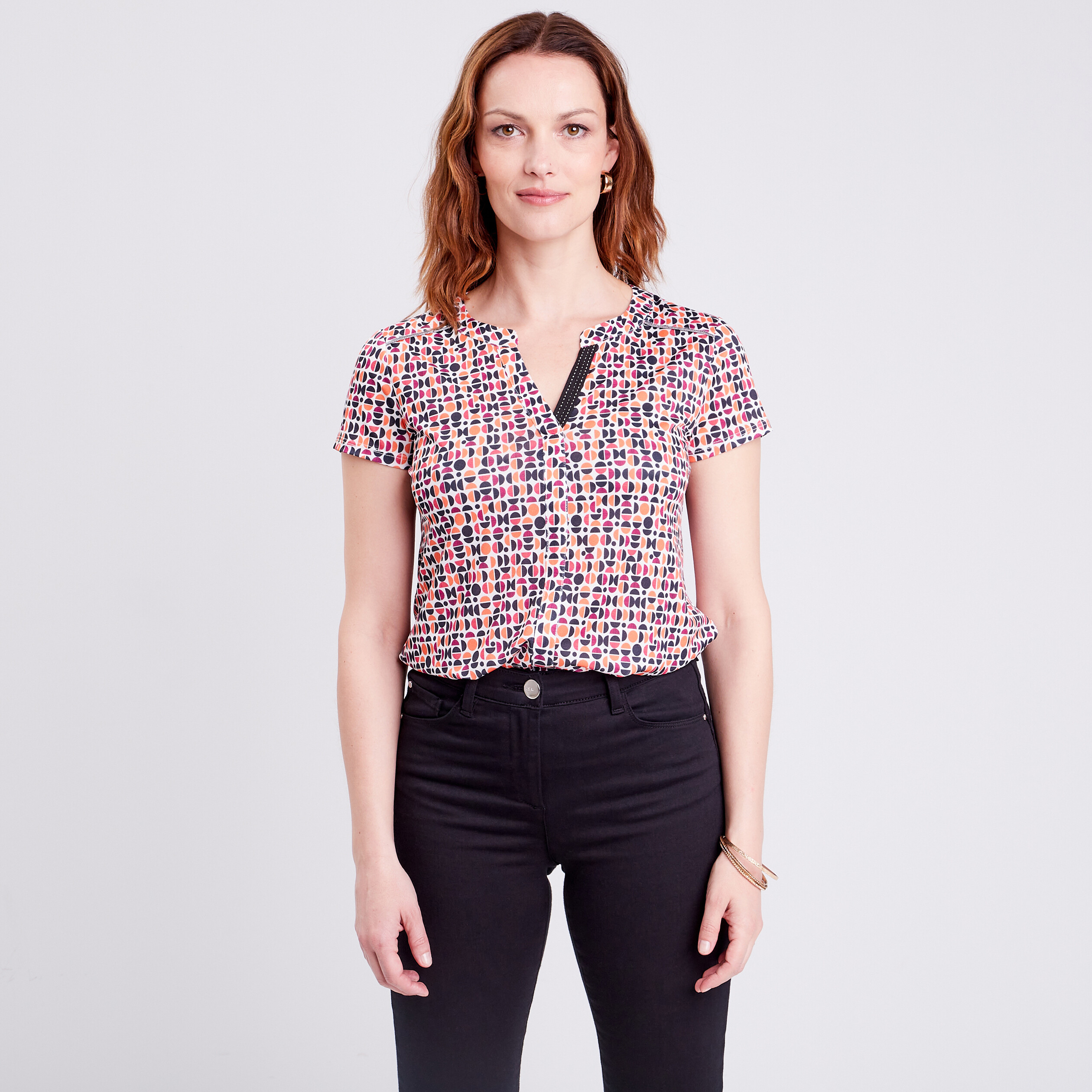 t shirt manches courtes multicolore femme T-shirt manches courtes multicolore femme