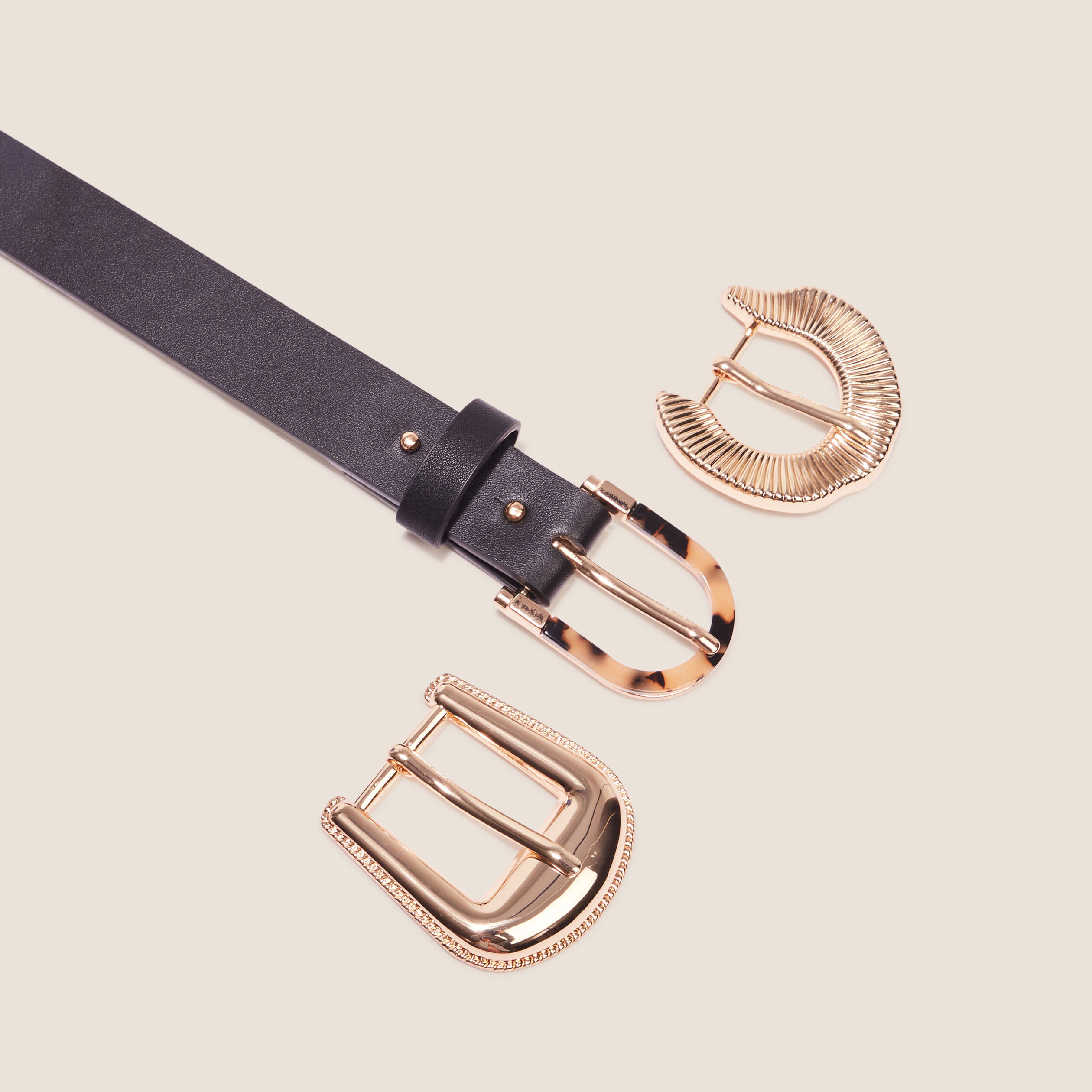 Ceinture boucle amovible noir femme Vibs