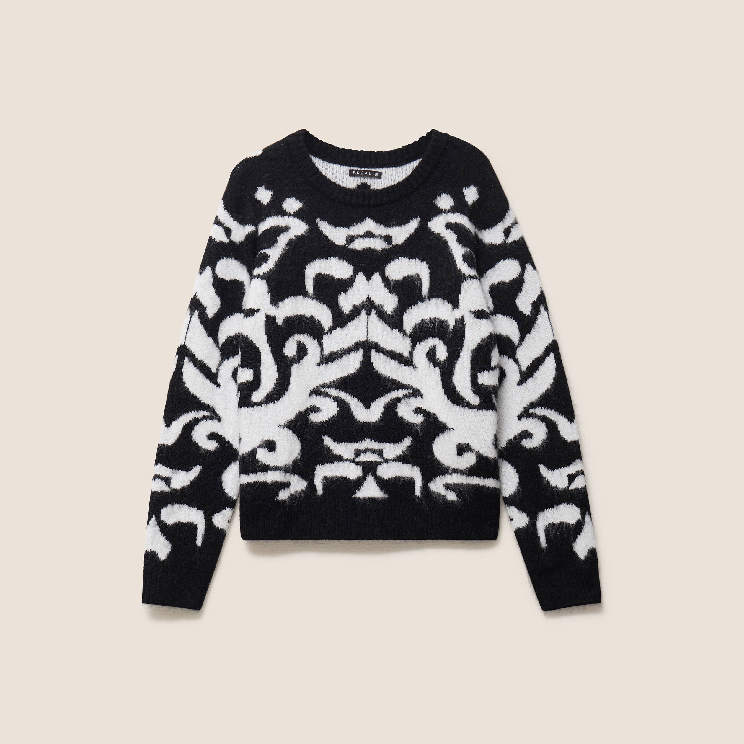 Pull col rond noir femme