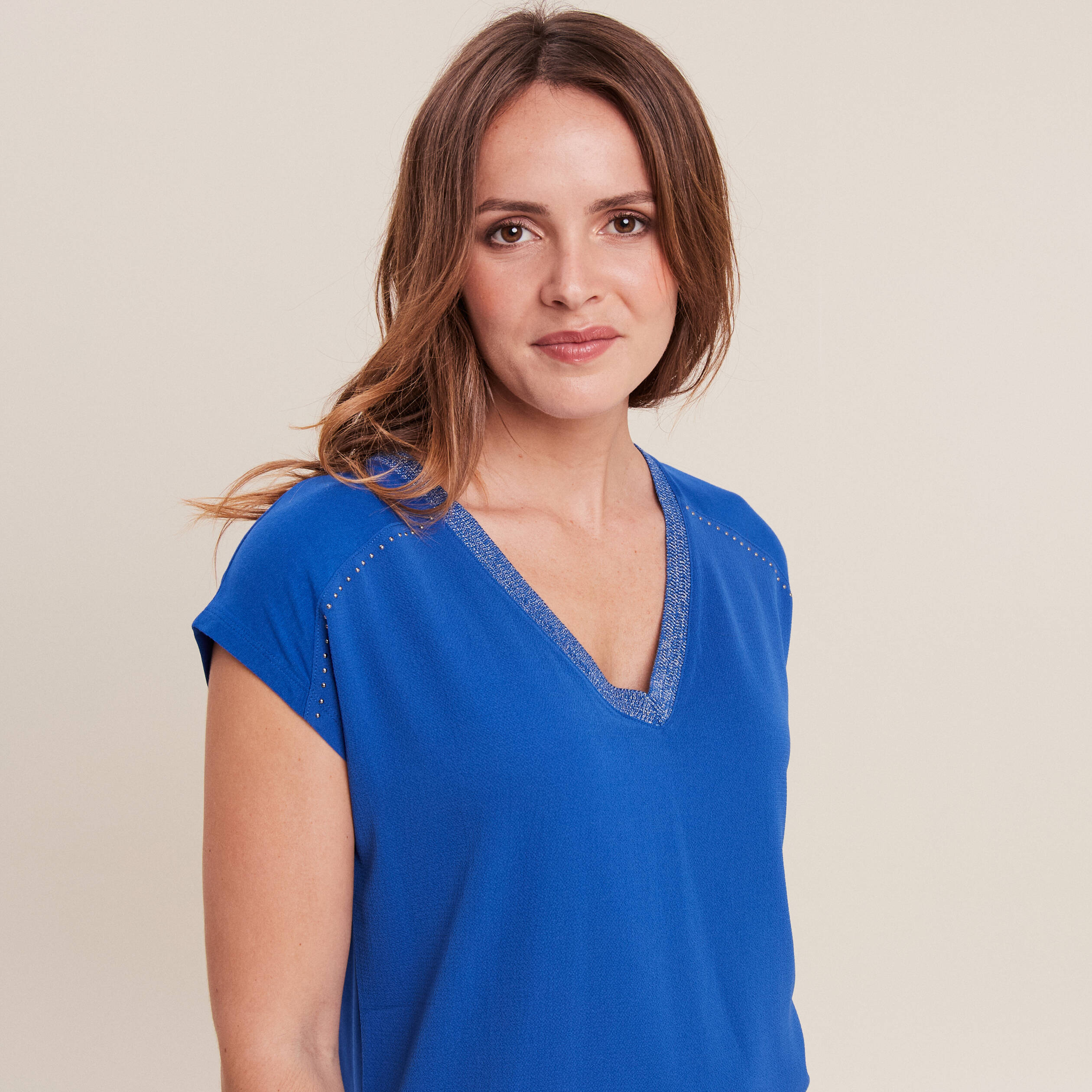 T-shirt manches courtes bleu electrique femme