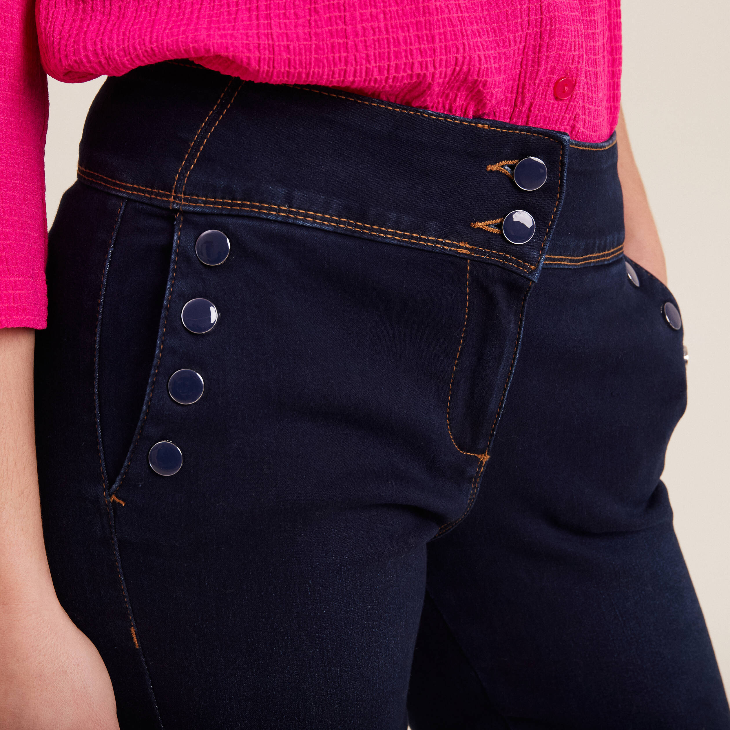 Jean bootcut taille haute denim brut femme Vibs