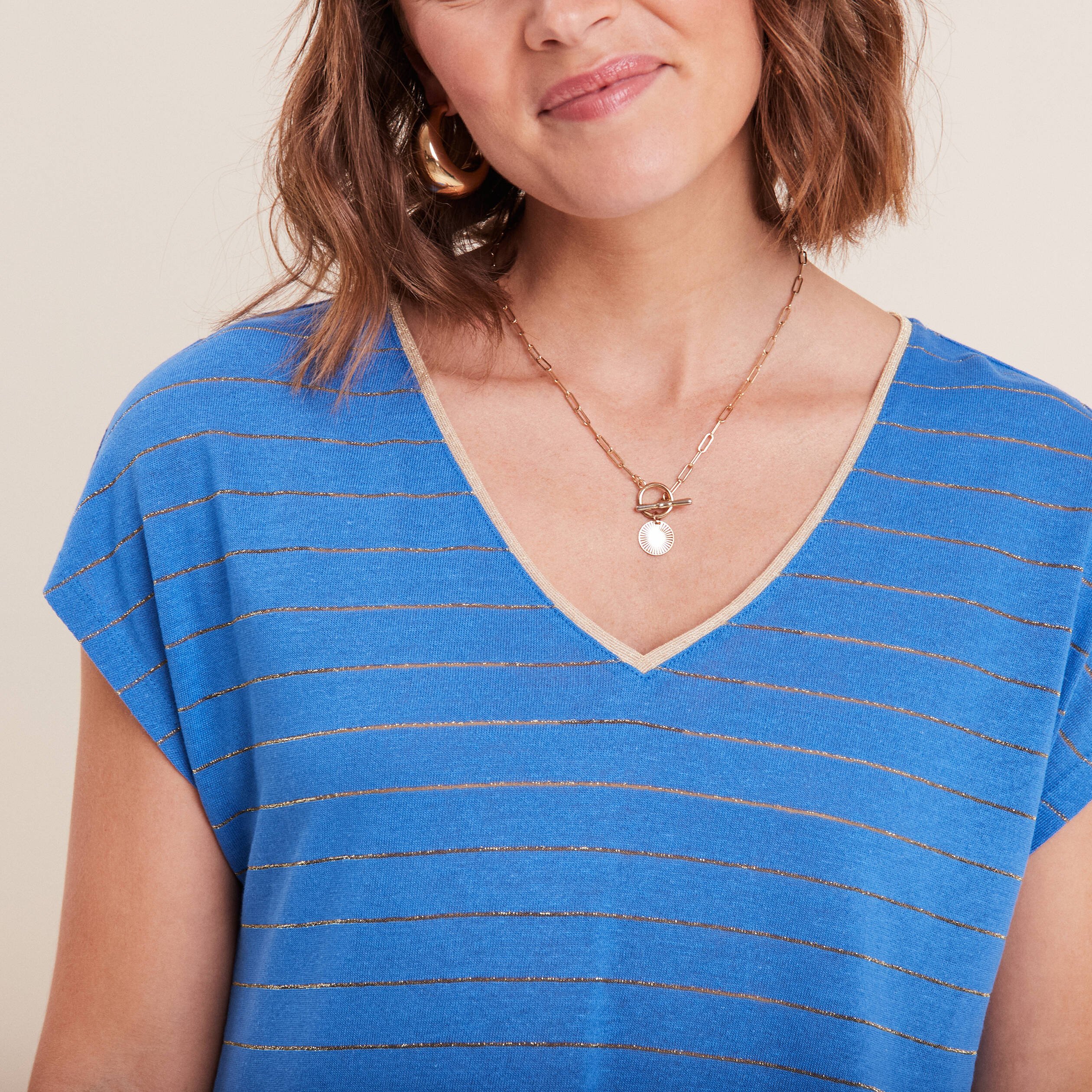 t shirt manches courtes bleu femme T-shirt manches courtes bleu femme