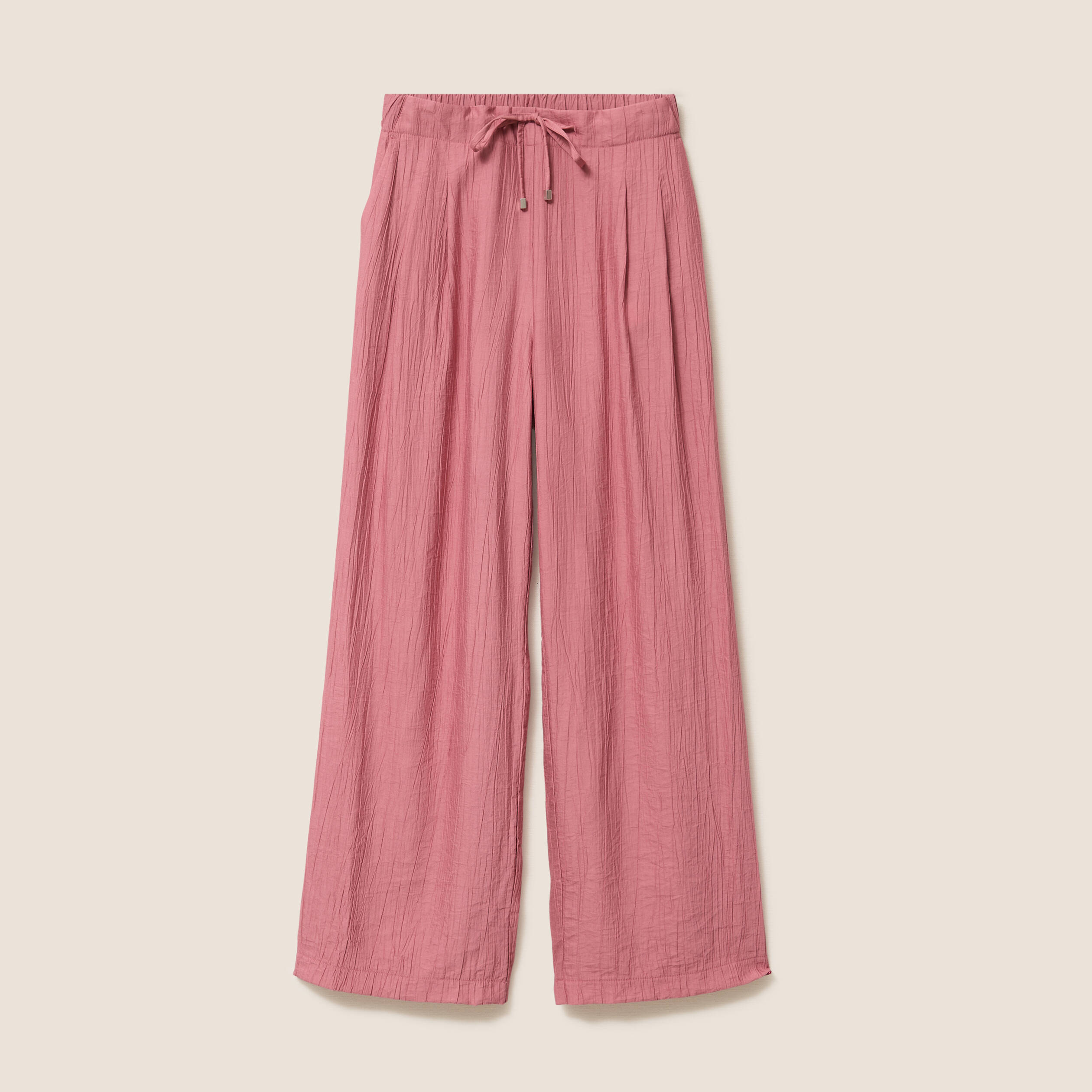 Pantalon fluide taille haute mauve femme