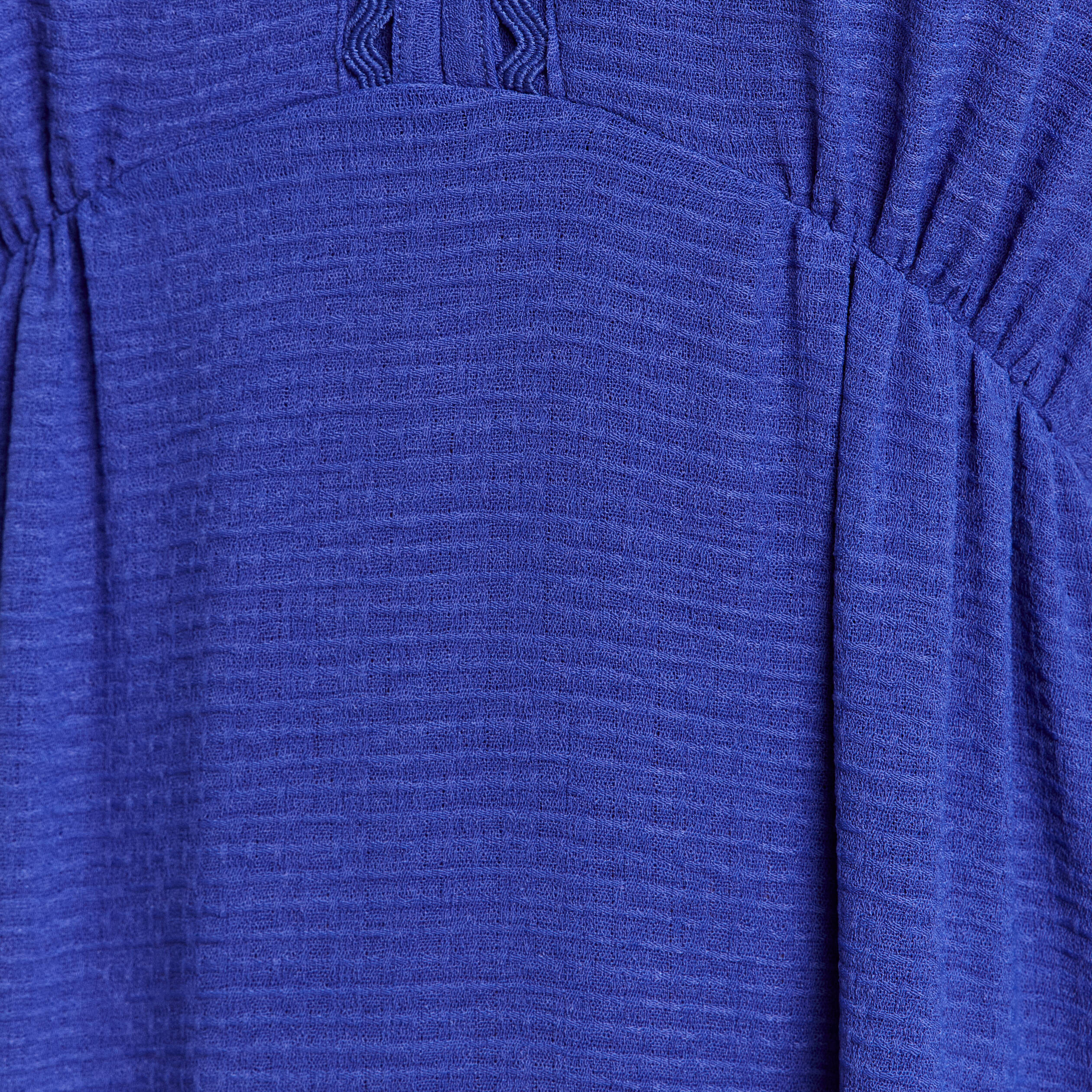 Robe longue &eacute;vas&eacute;e col v manches coudes bleu fonc&eacute; femme