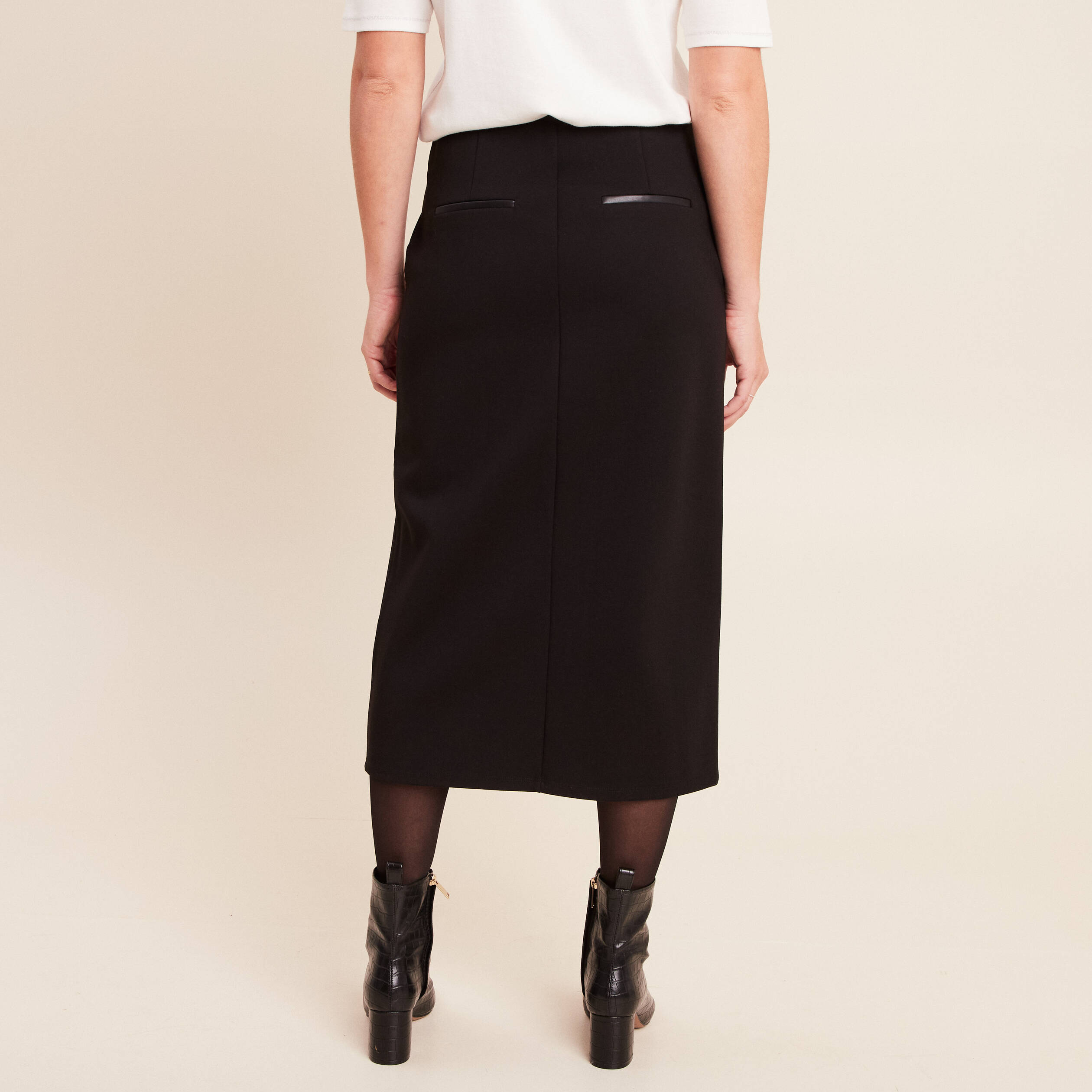 Jupe midi crayon noir femme