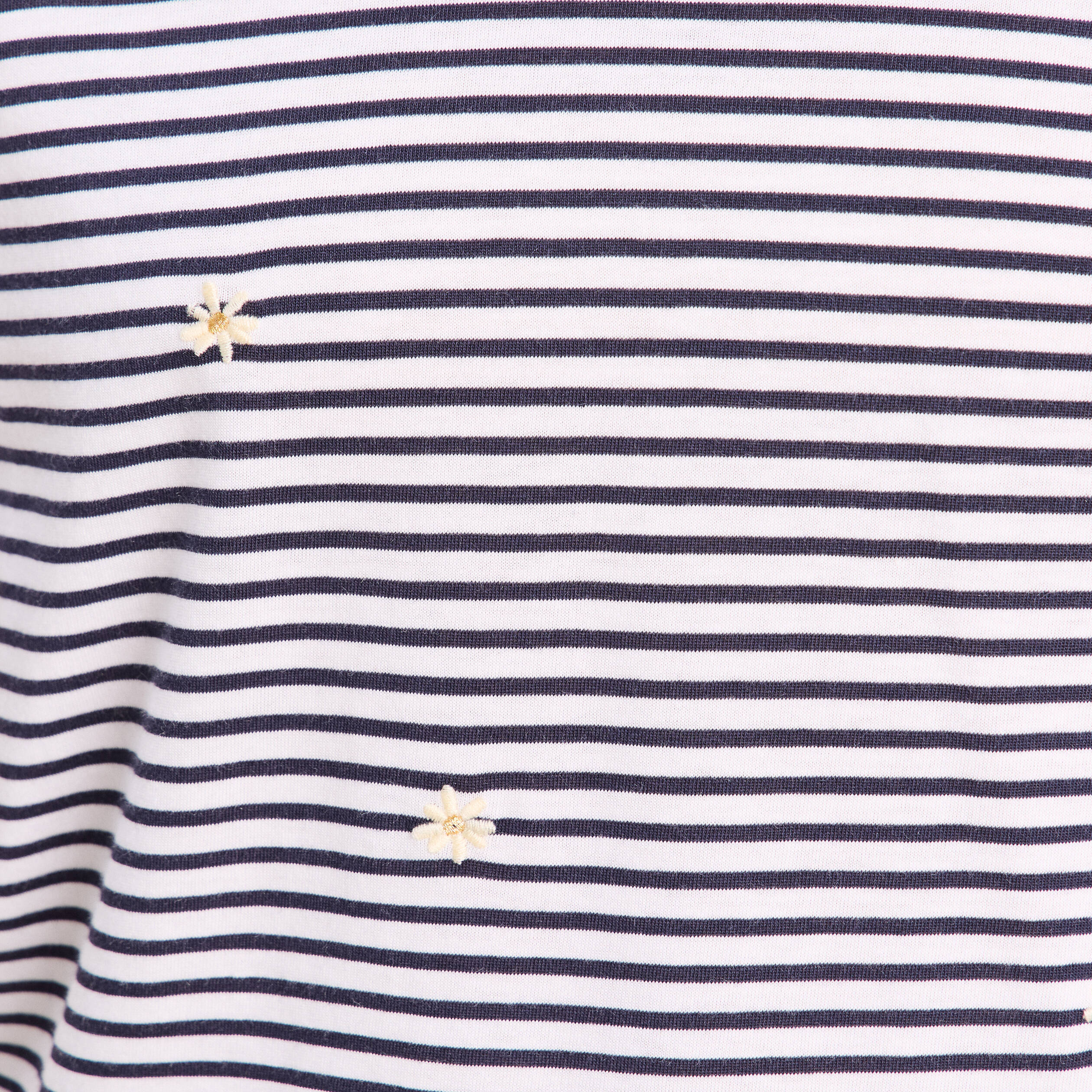 T-shirt droit broderie manches courtes bleu femme