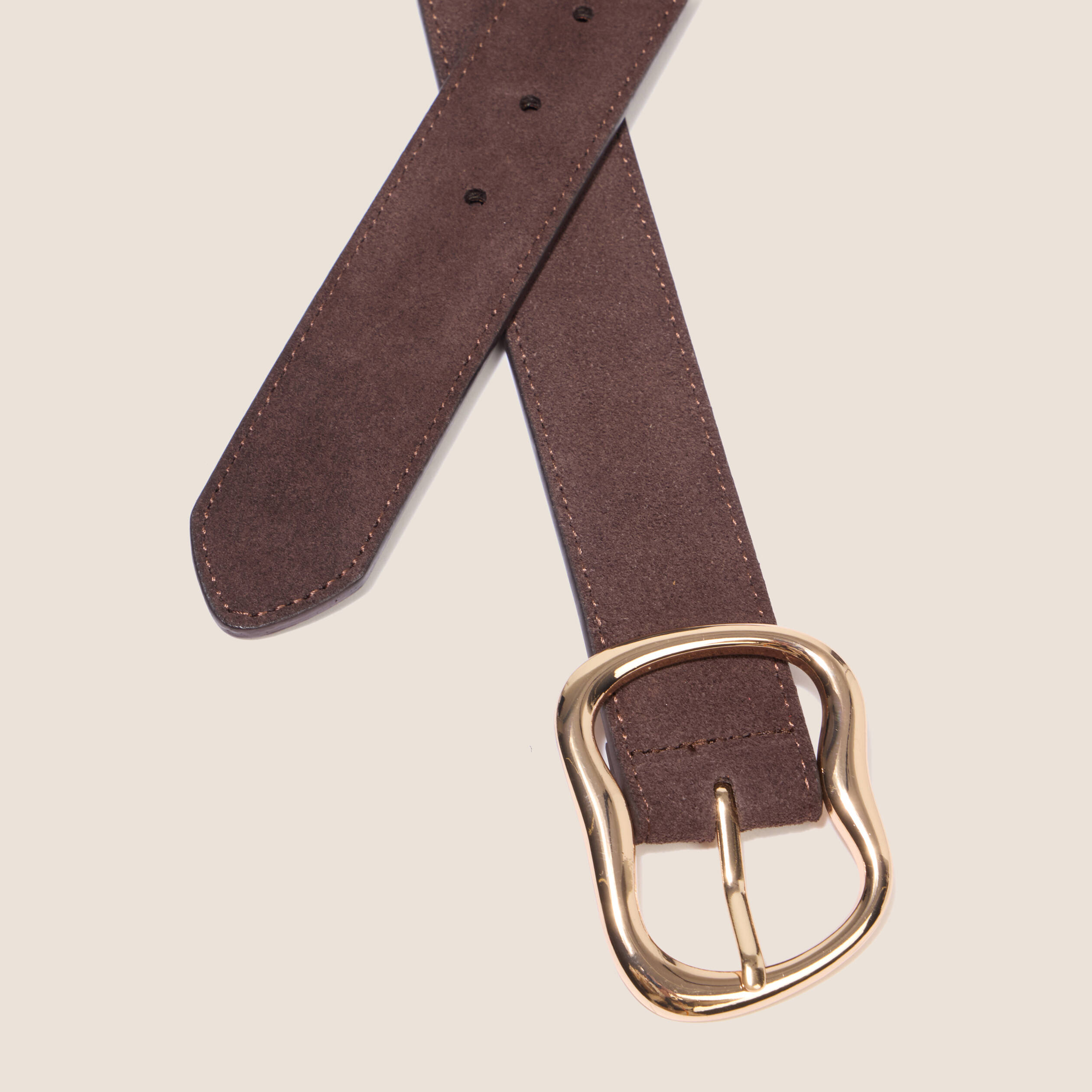 Ceinture en cuir marron fonc&eacute; femme