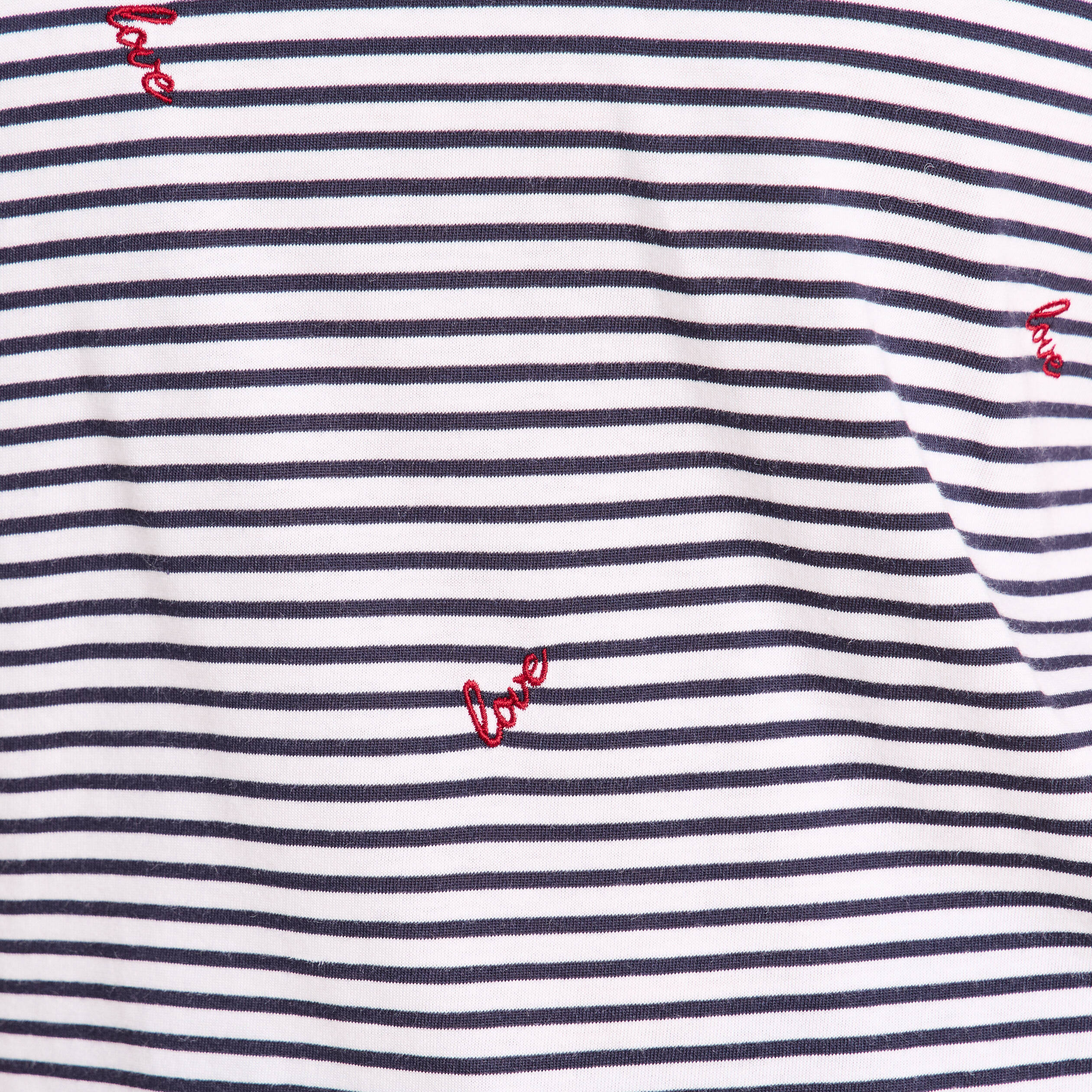 T-shirt droit broderie manches courtes bleu femme
