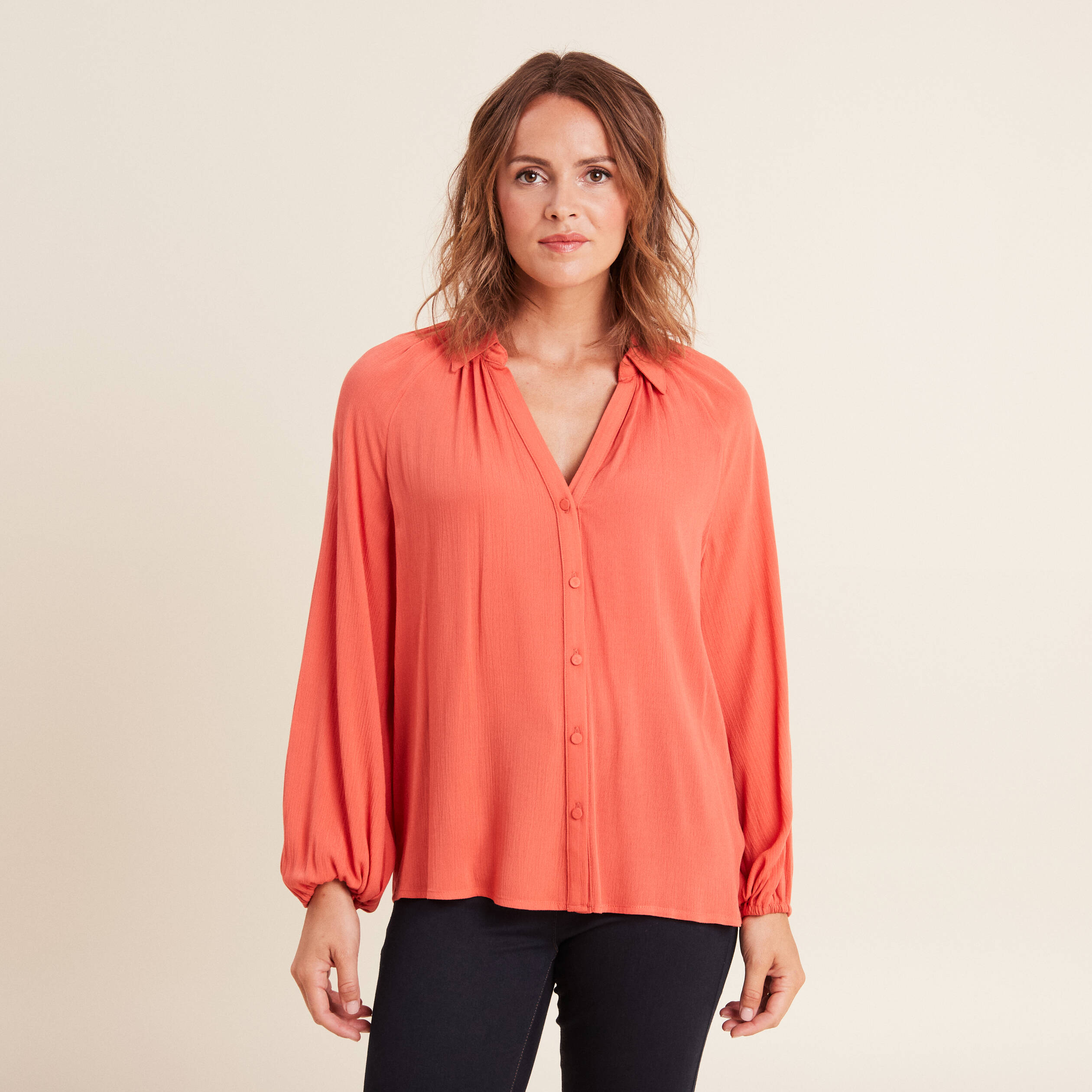 chemise manches longues rouge fonce femme Chemise manches longues rouge foncé femme