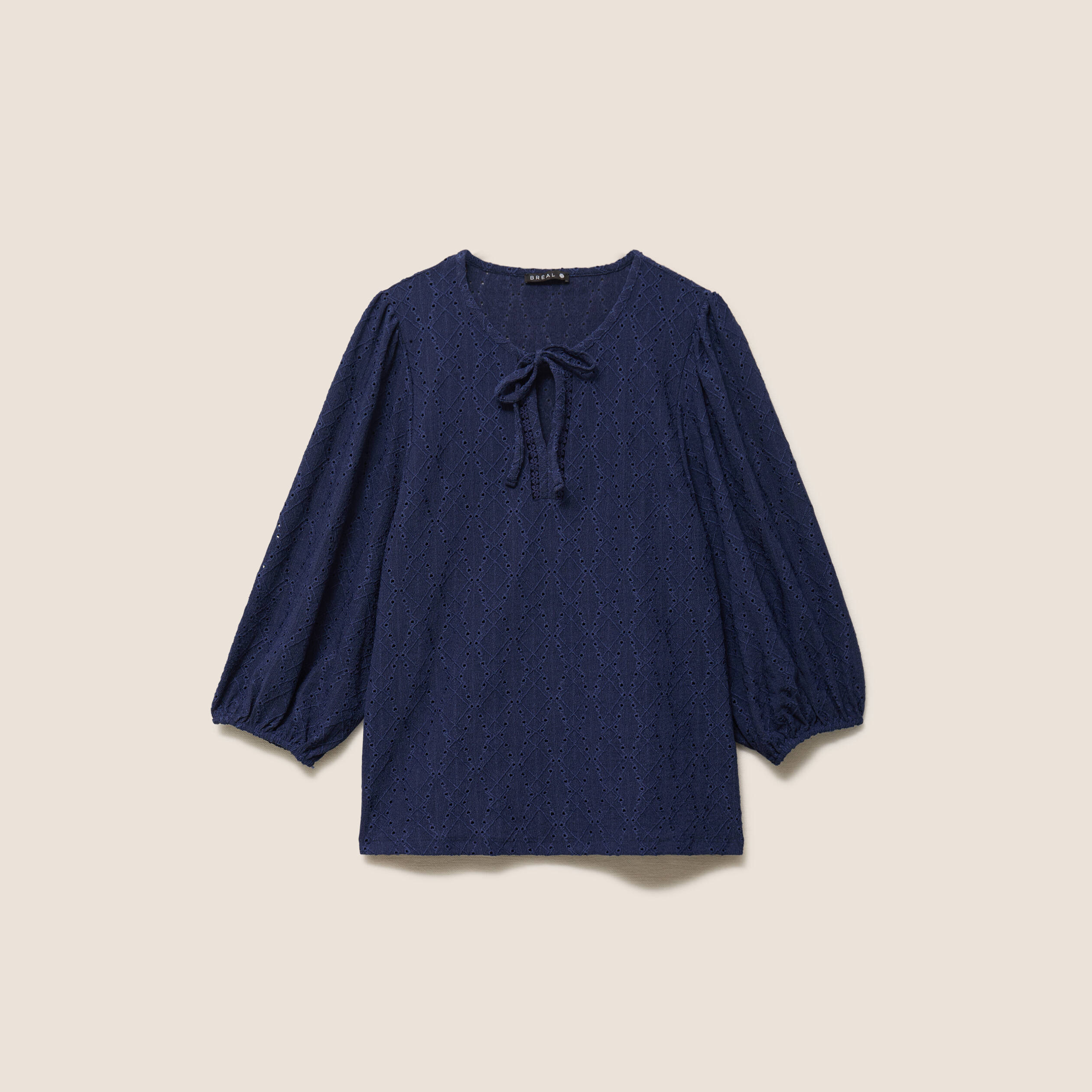 Blouse manches 3/4 bleu marine femme