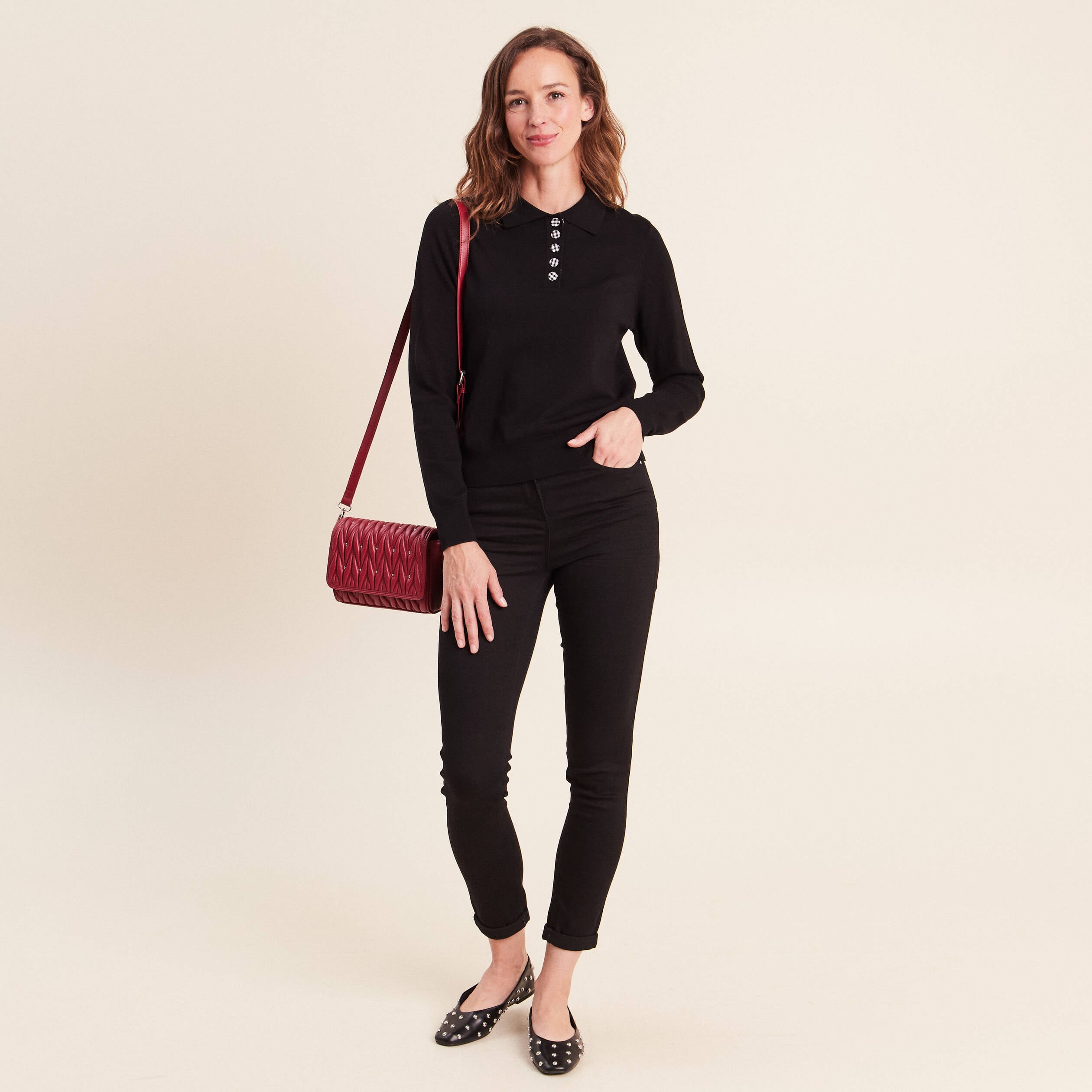 Polo noir femme