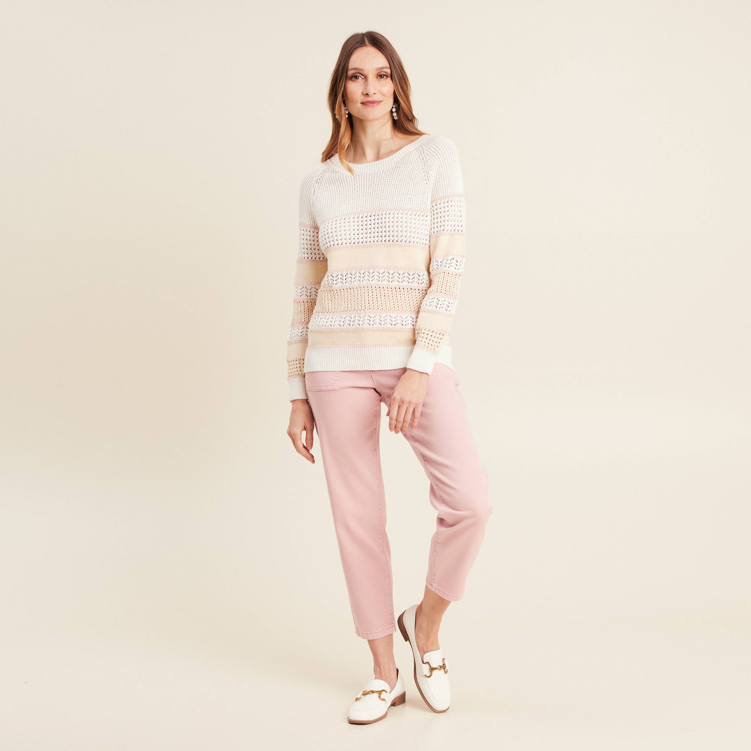 Pull manches longues beige femme